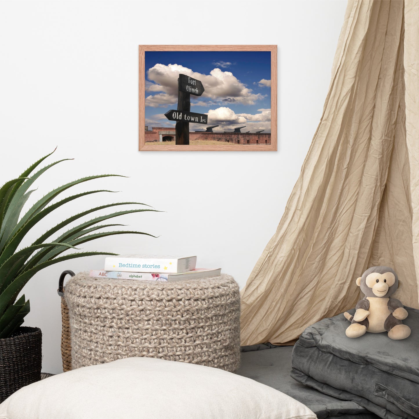 Path Sign and Fort Clinch Urban Landscape Photo Framed Wall Art Print