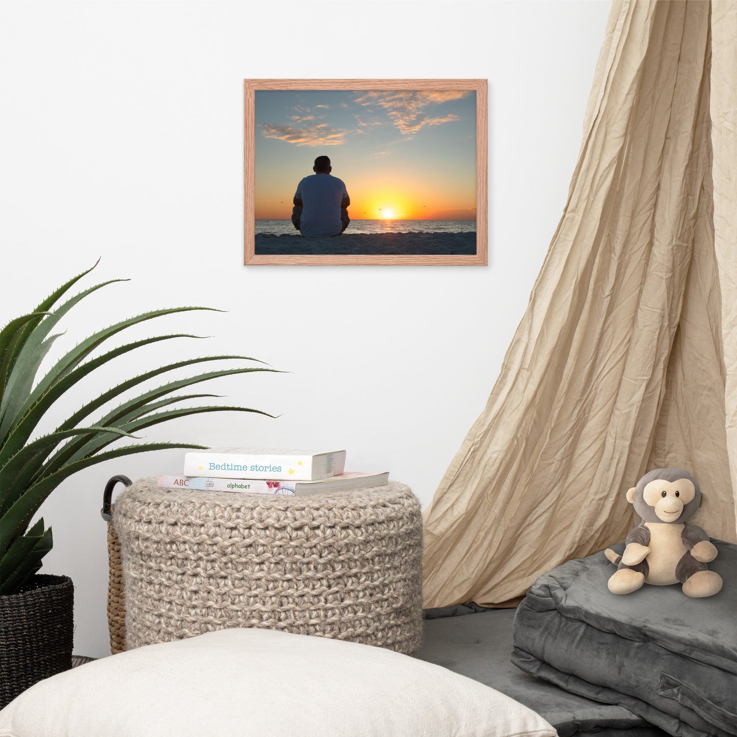 Reflections of The Day Coastal Sunset Landscape Photo Framed Wall Art Print