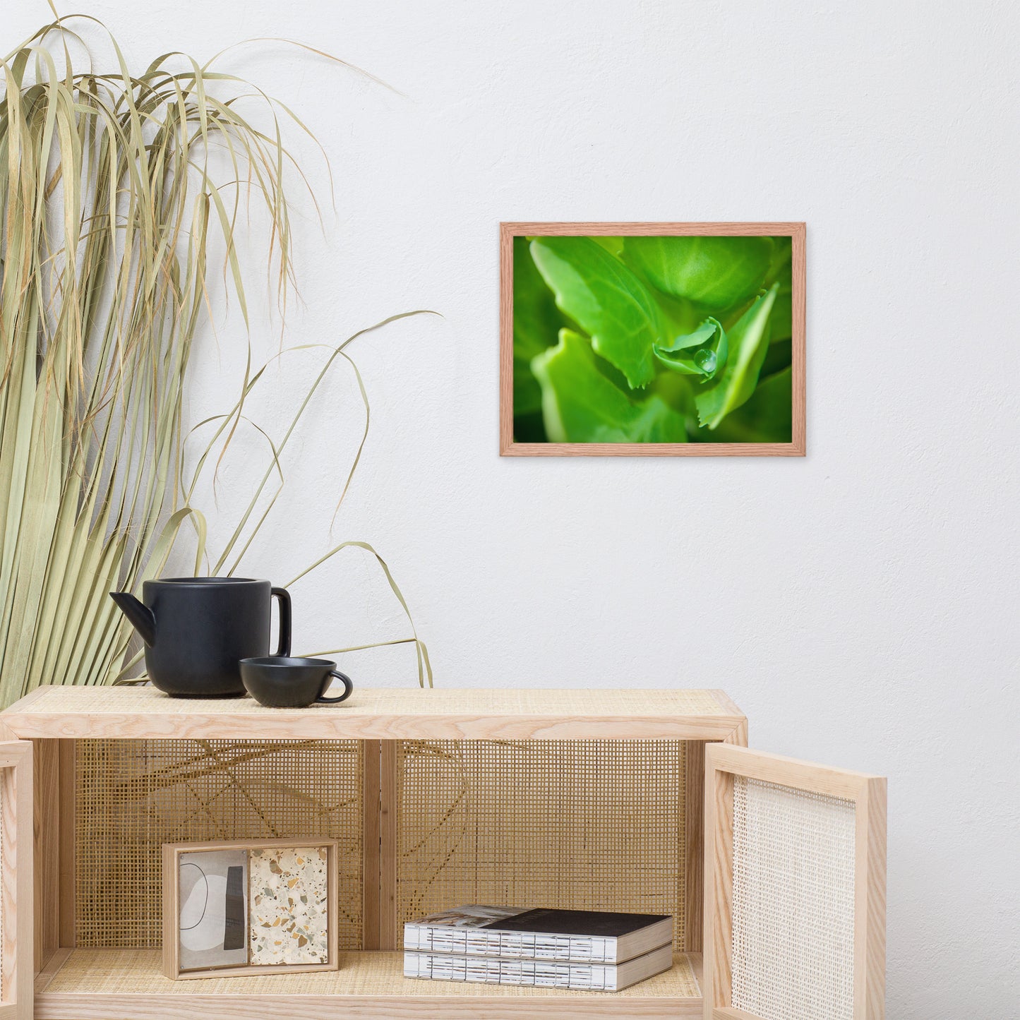 Cupped Droplet Botanical Nature Photo Framed Wall Art Print