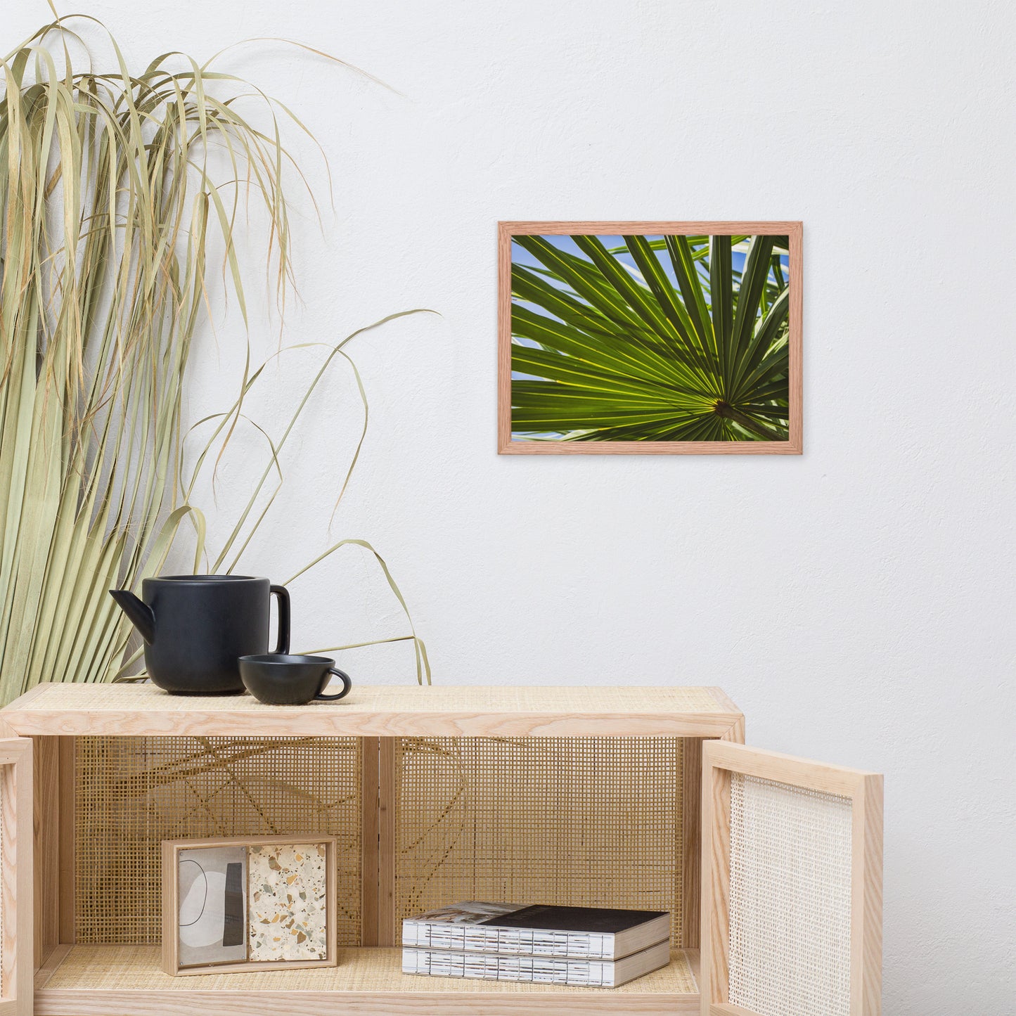 Colorized Wide Palm Leaves Botanical Nature Photo Framed Wall Art Print