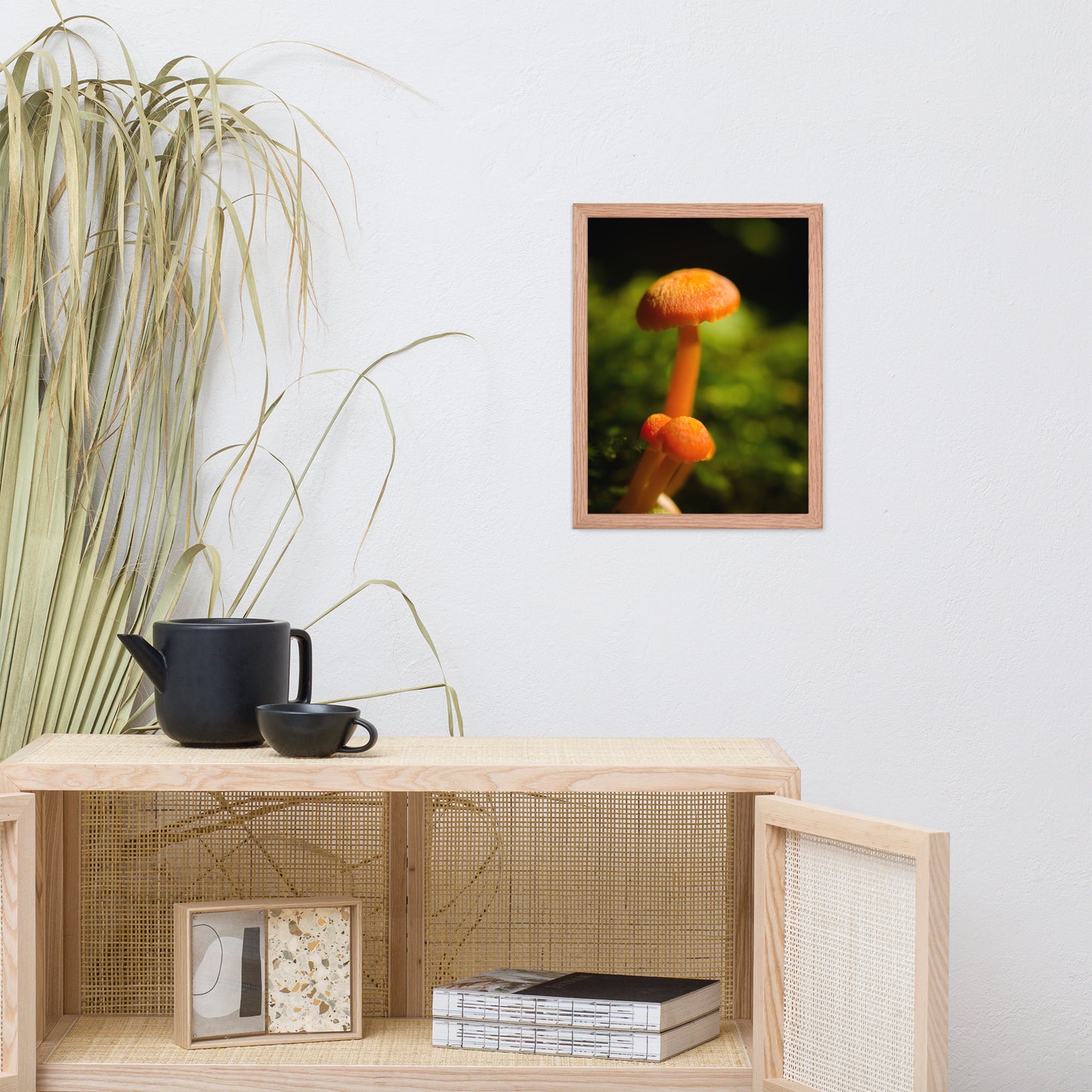 Button Top Mushrooms Botanical Nature Photo Framed Wall Art Print