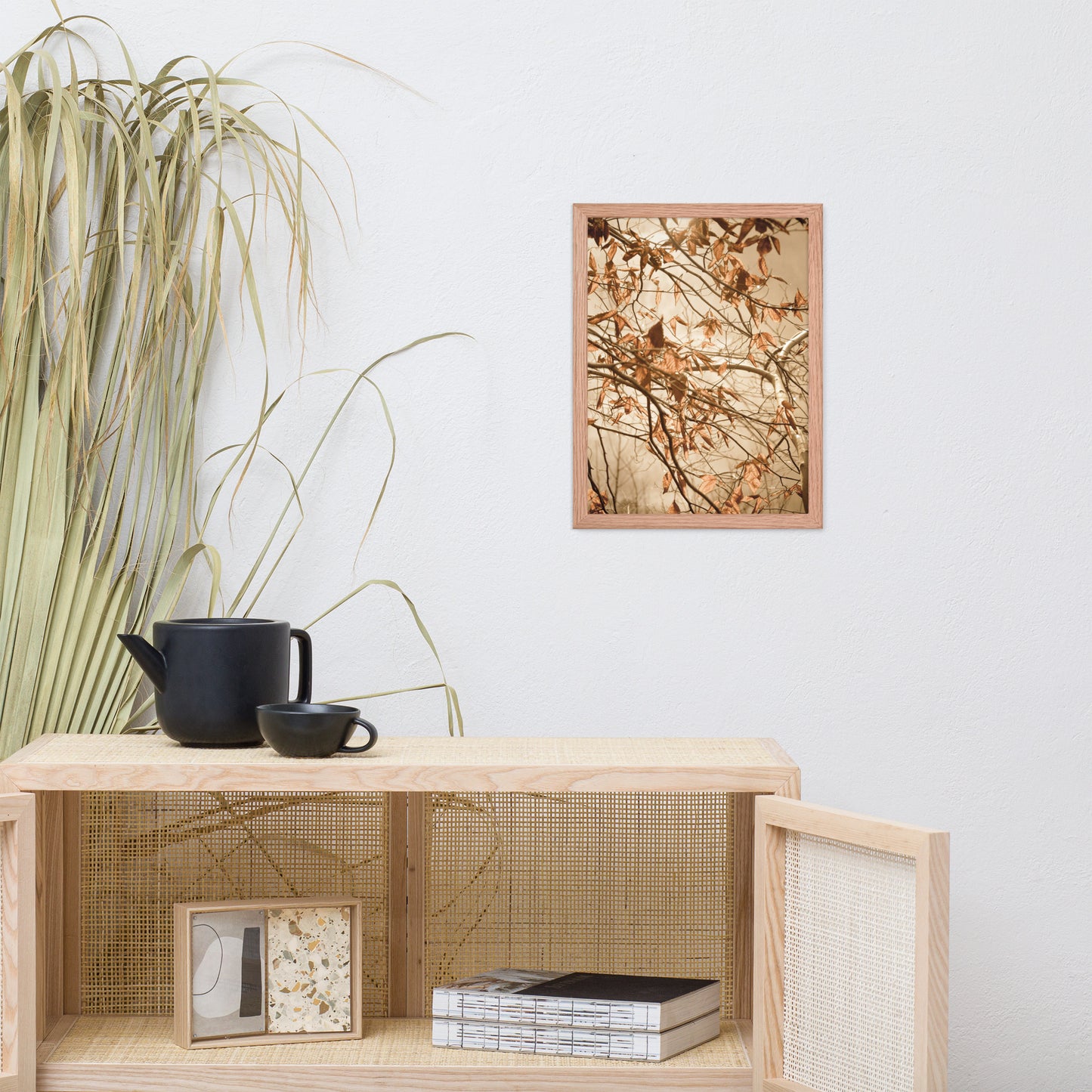 Narrow Entryway Wall Decor: Aged Winter Leaves Botanical / Nature Photo Framed Wall Art Print - Artwork - Farmhouse Style Wall Decor