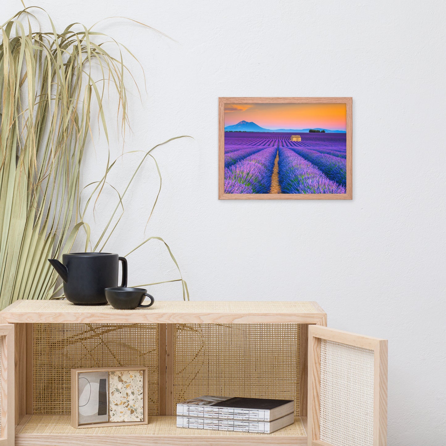 Blooming Lavender Field and Sunset Floral Landscape Framed Photo Wall Art Prints