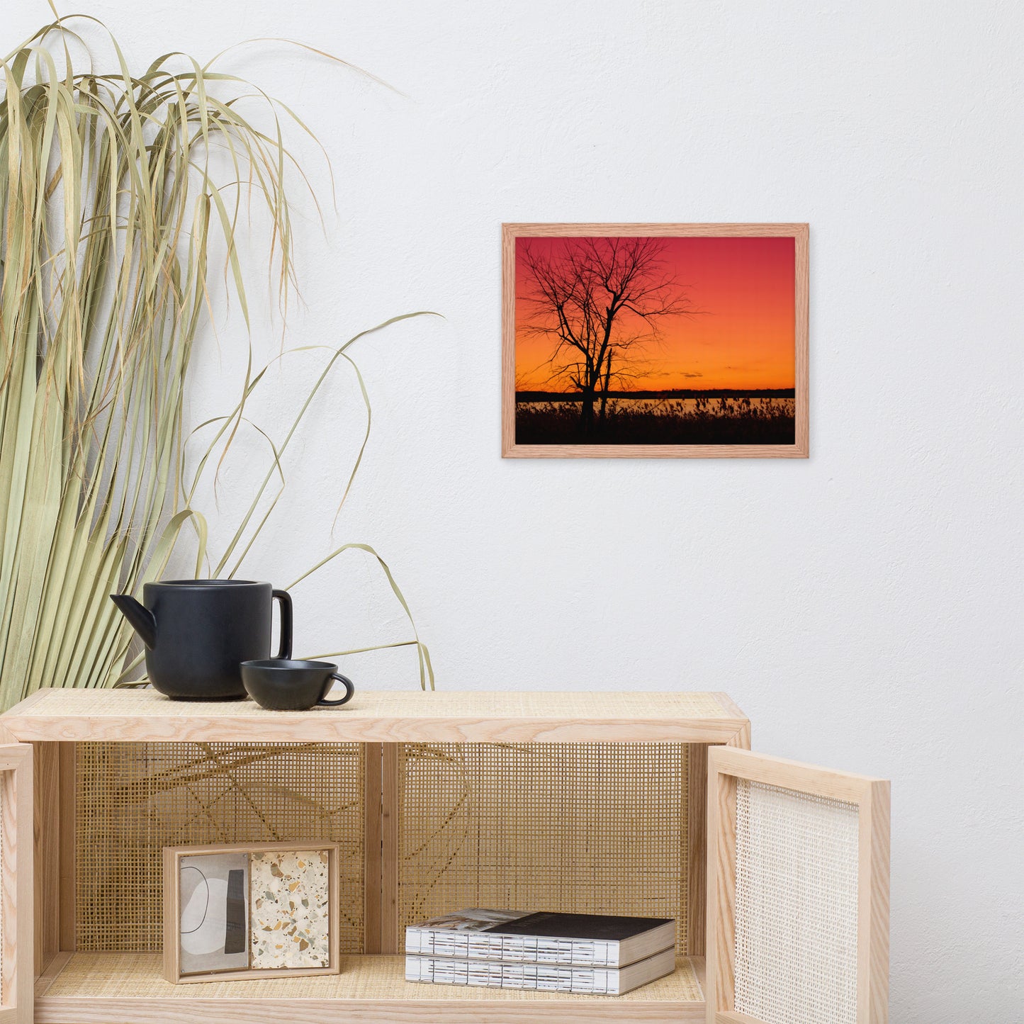 Burning Skies Rural Landscape Framed Photo Paper Wall Art Print