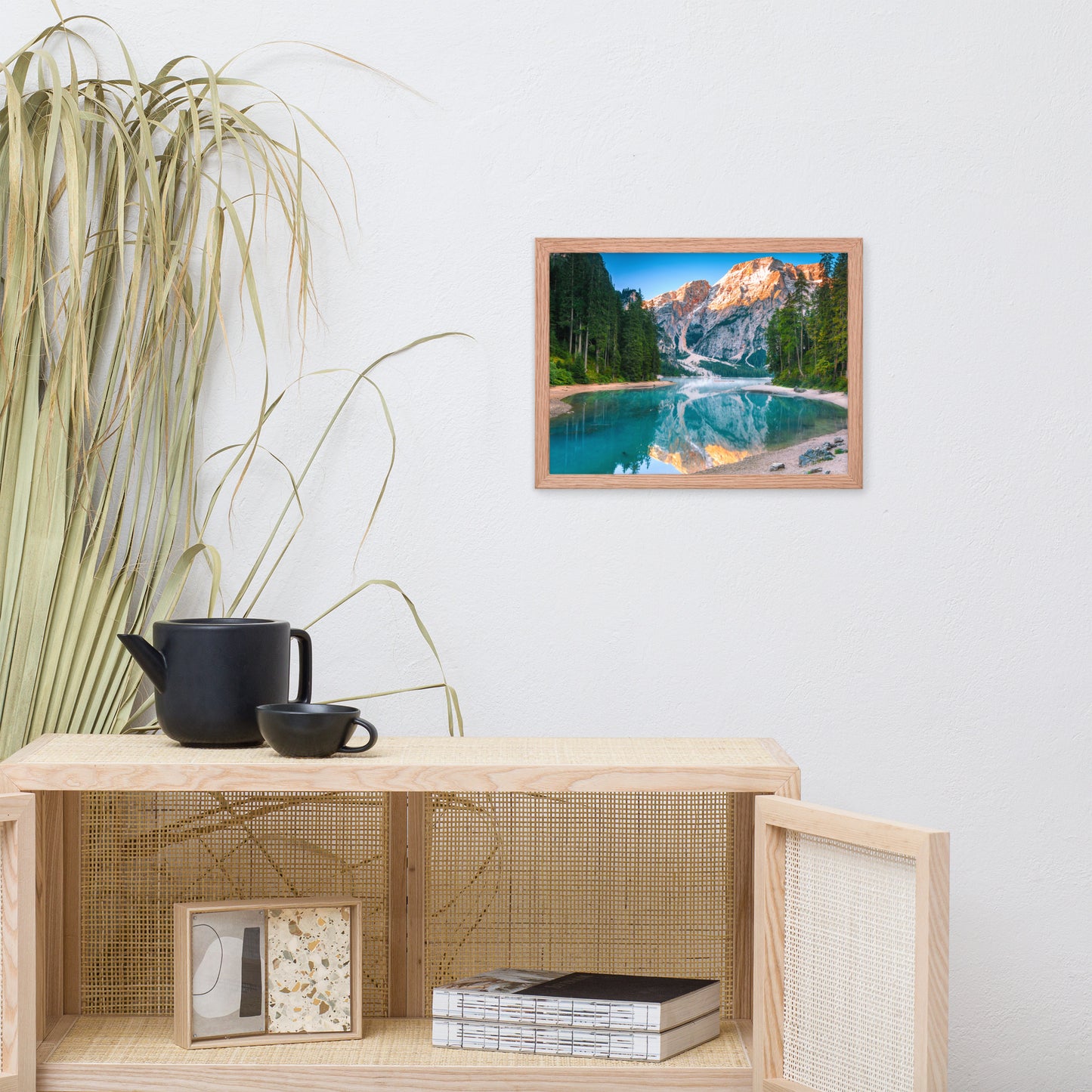 Dining Room Farmhouse Wall Decor: Misty Lake and Snow - cap Mountain Reflections - Rural / Country Style / Rustic / Landscape / Nature Photograph Framed Wall Art Print - Artwork - Wall Decor