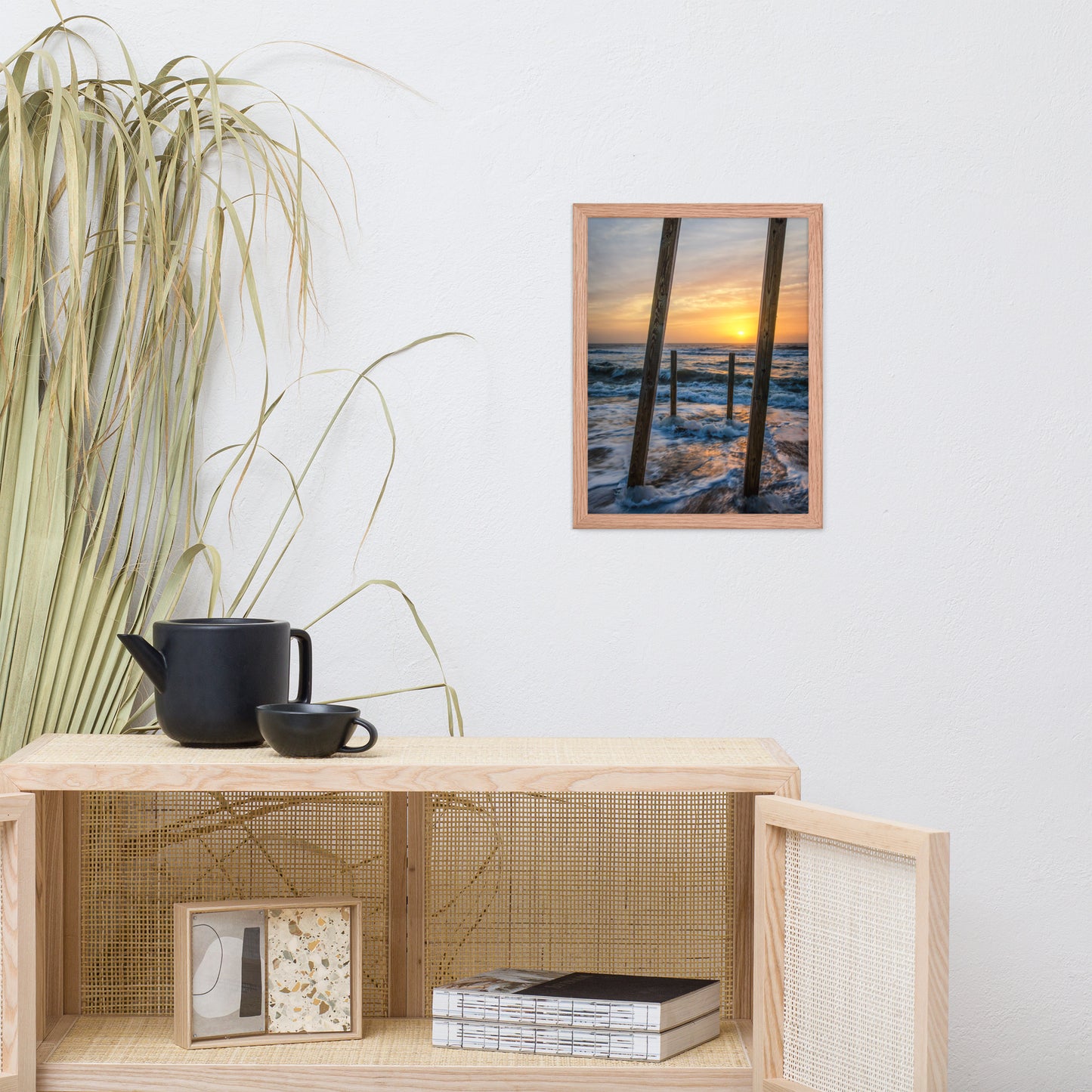 Sunrise Between the Pillars Coastal Landscape Framed Photo Paper Wall Art Prints