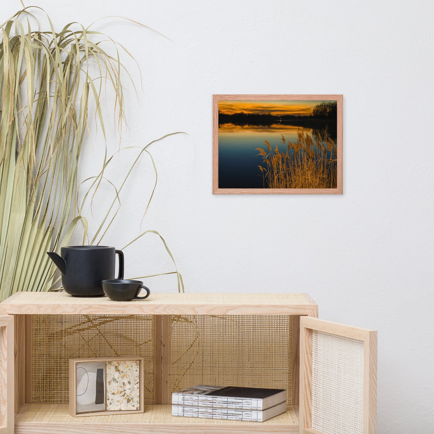 Sunset at Reedy Point Pond Landscape Framed Photo Paper Wall Art Prints