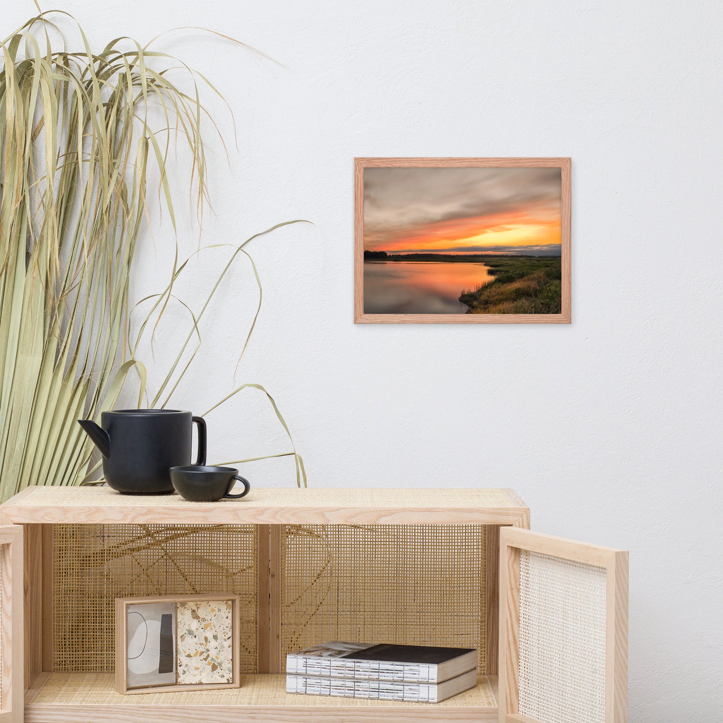 Sunset Over Woodland Marsh Framed Photo Paper Wall Art Prints