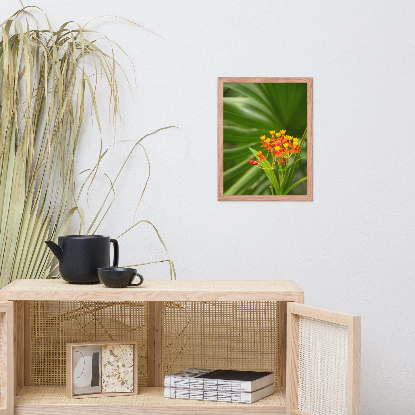 Bloodflowers and Palm Color Floral Nature Photo Framed Wall Art Print