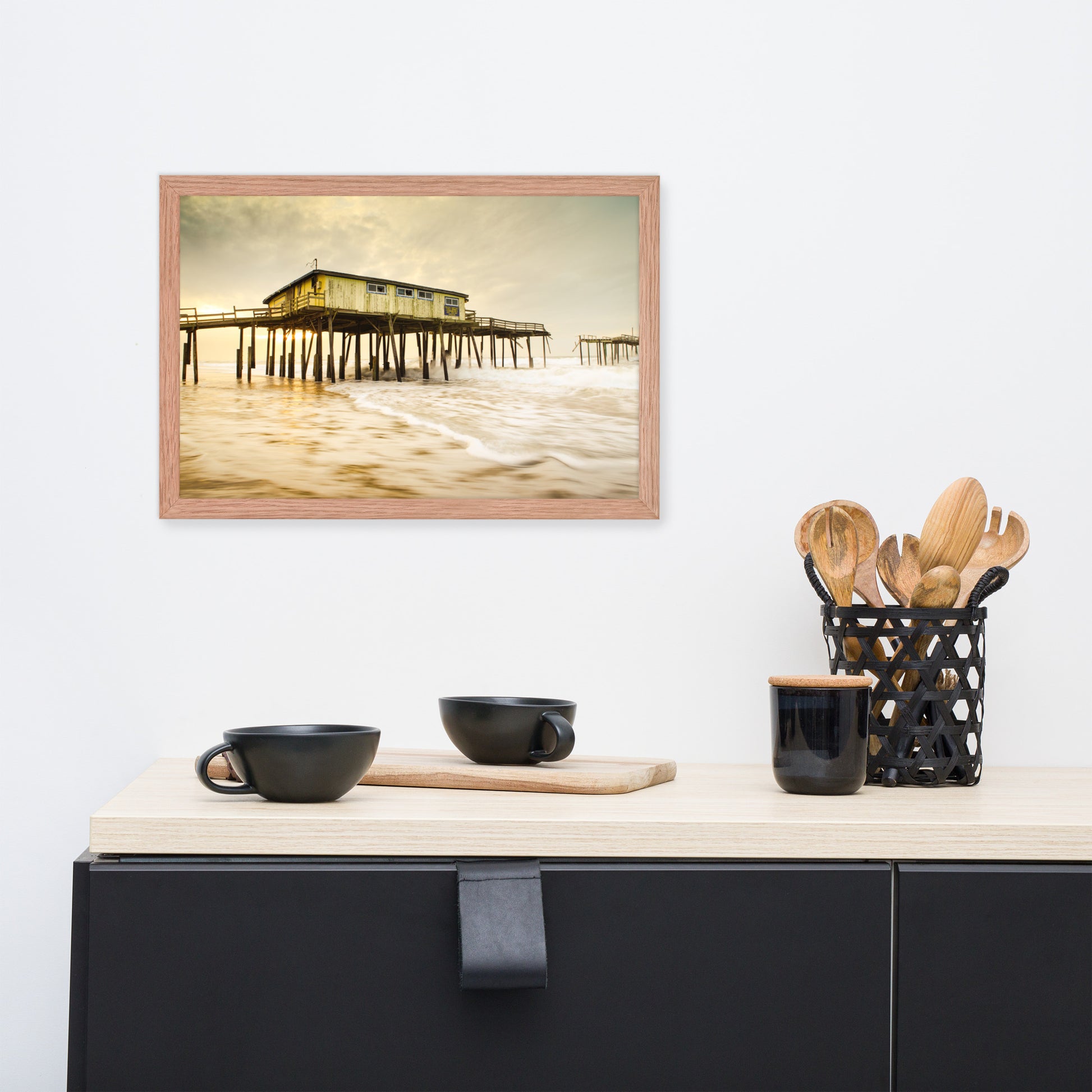 Abandoned Frisco Fishing Pier Coastal Landscape Photo Framed Wall Art Prints