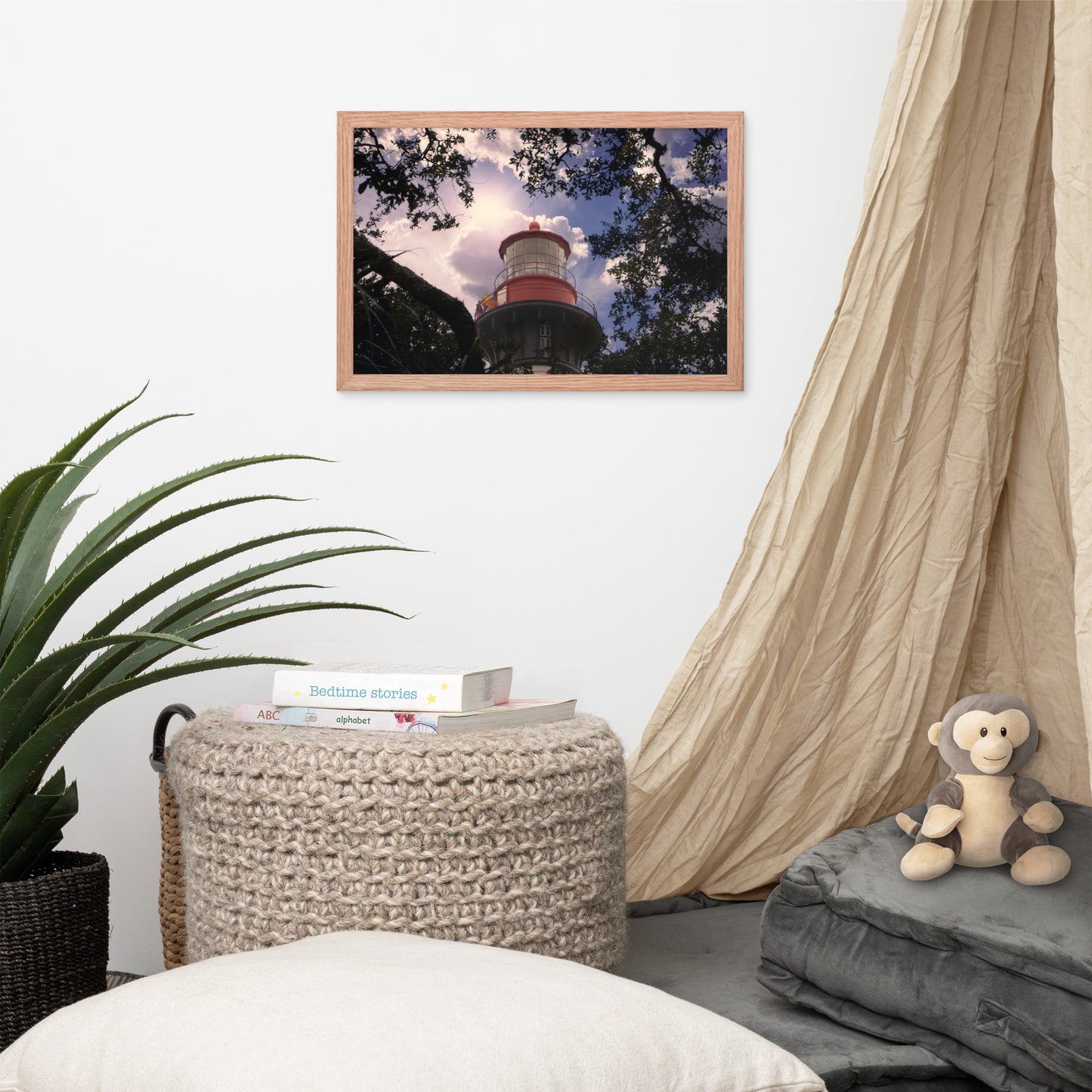 St. Augustine Lighthouse and Tree Branches Urban Building Photograph Framed Wall Art Prints