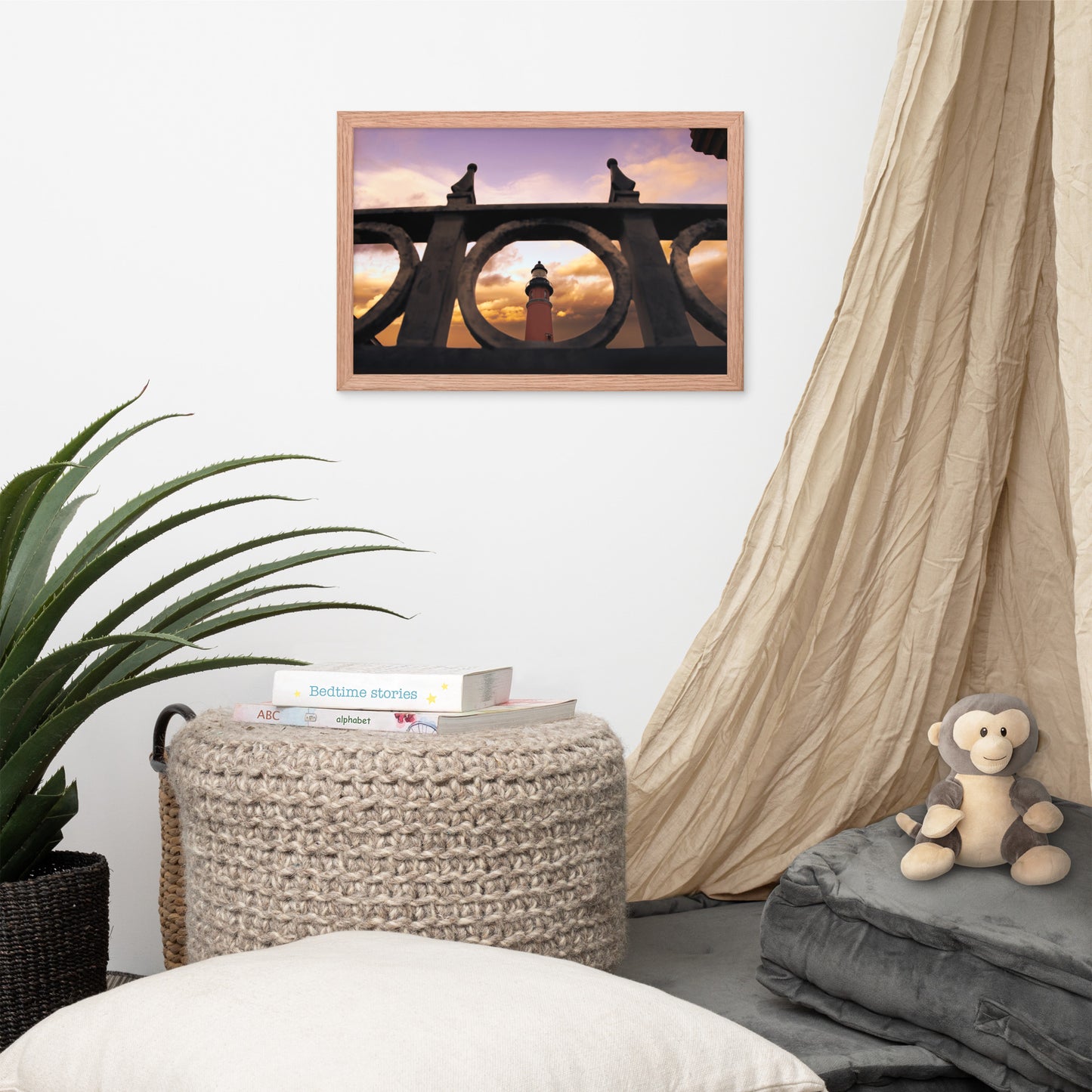 Ponce De Leon Lighthouse and Iron Fence Architectural Coastal Photo Framed Wall Art Prints