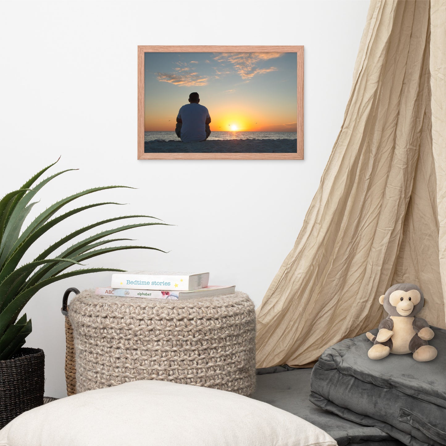 Reflections of The Day Coastal Sunset Landscape Photo Framed Wall Art Print