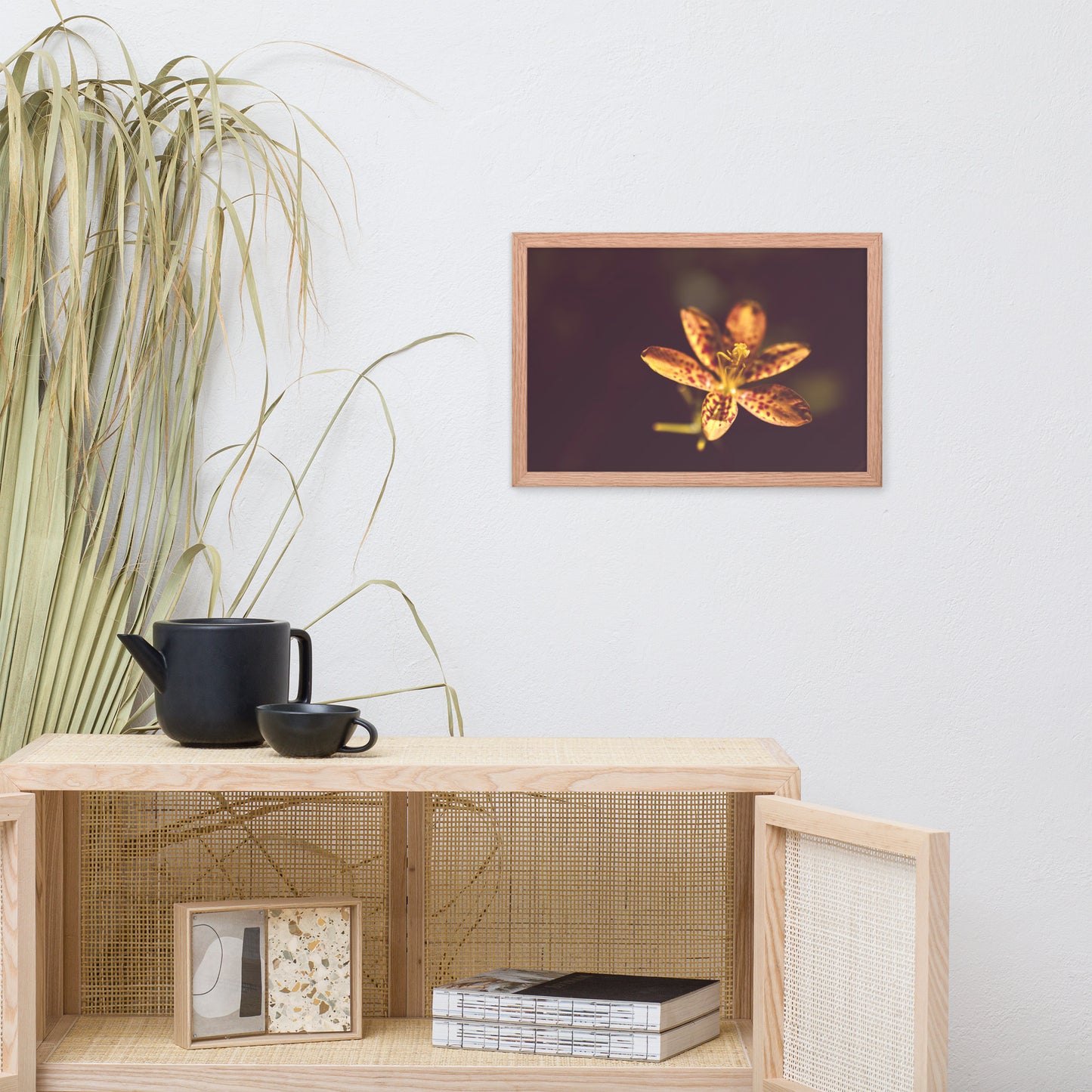 Dramatic Orange Leopard Lily Flower Floral Nature Photo Framed Wall Art Print