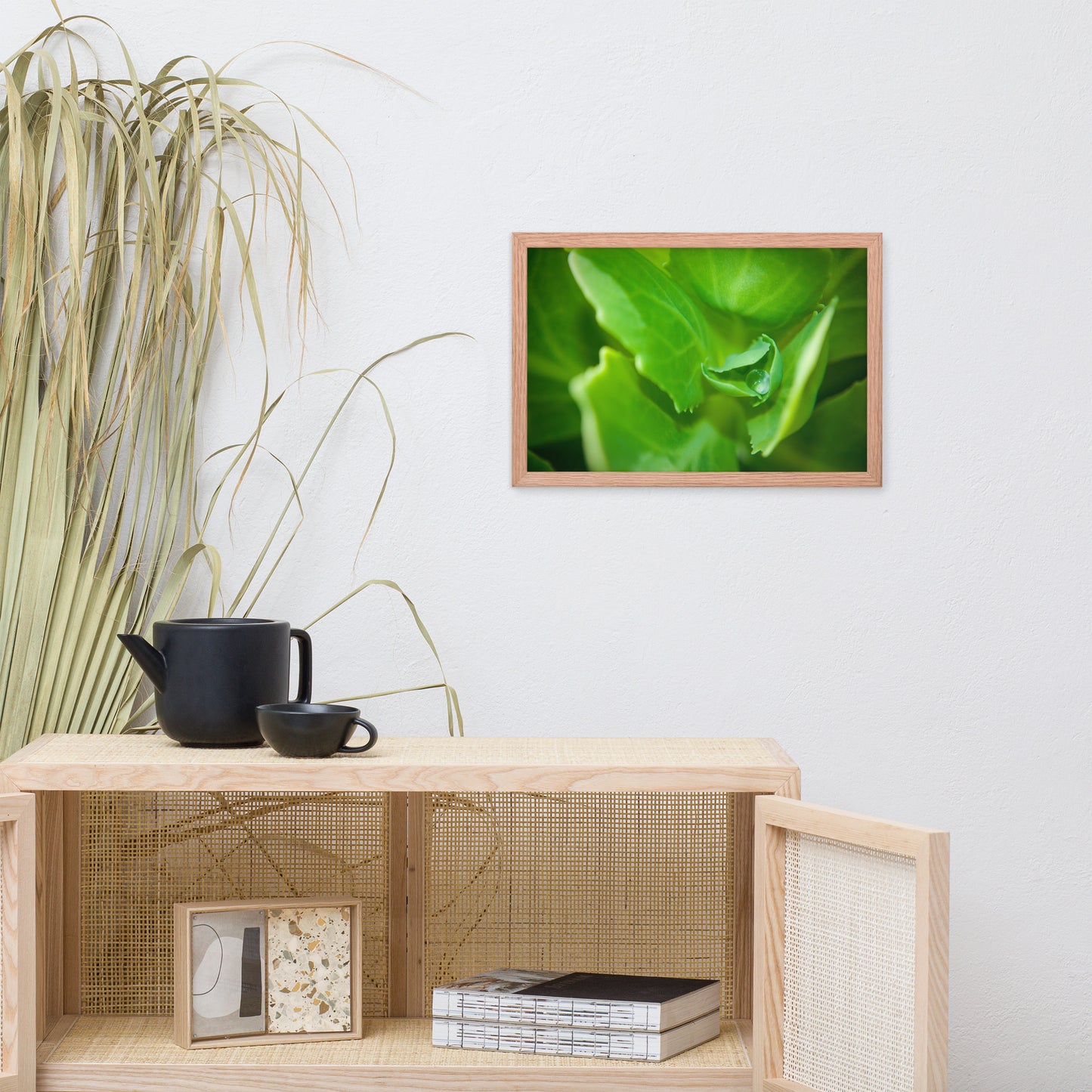 Cupped Droplet Botanical Nature Photo Framed Wall Art Print