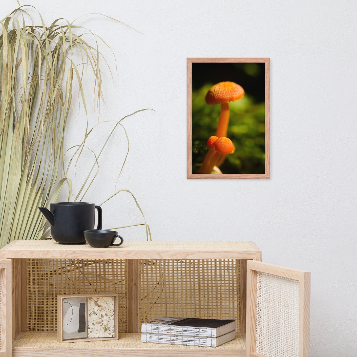Button Top Mushrooms Botanical Nature Photo Framed Wall Art Print