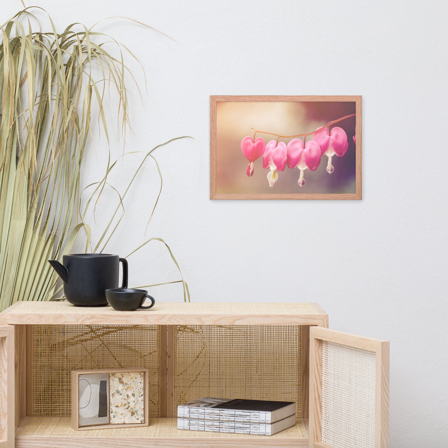 Be Still My Bleeding Heart Warm Summer Glow Floral Nature Photo Framed Wall Art Print
