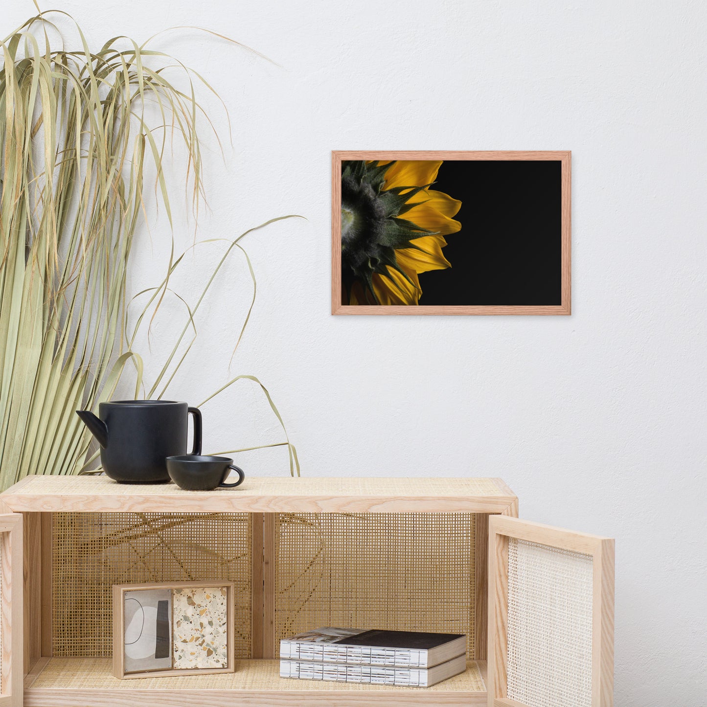 Backside of Sunflower Minimal Floral Nature Photo Framed Wall Art Print