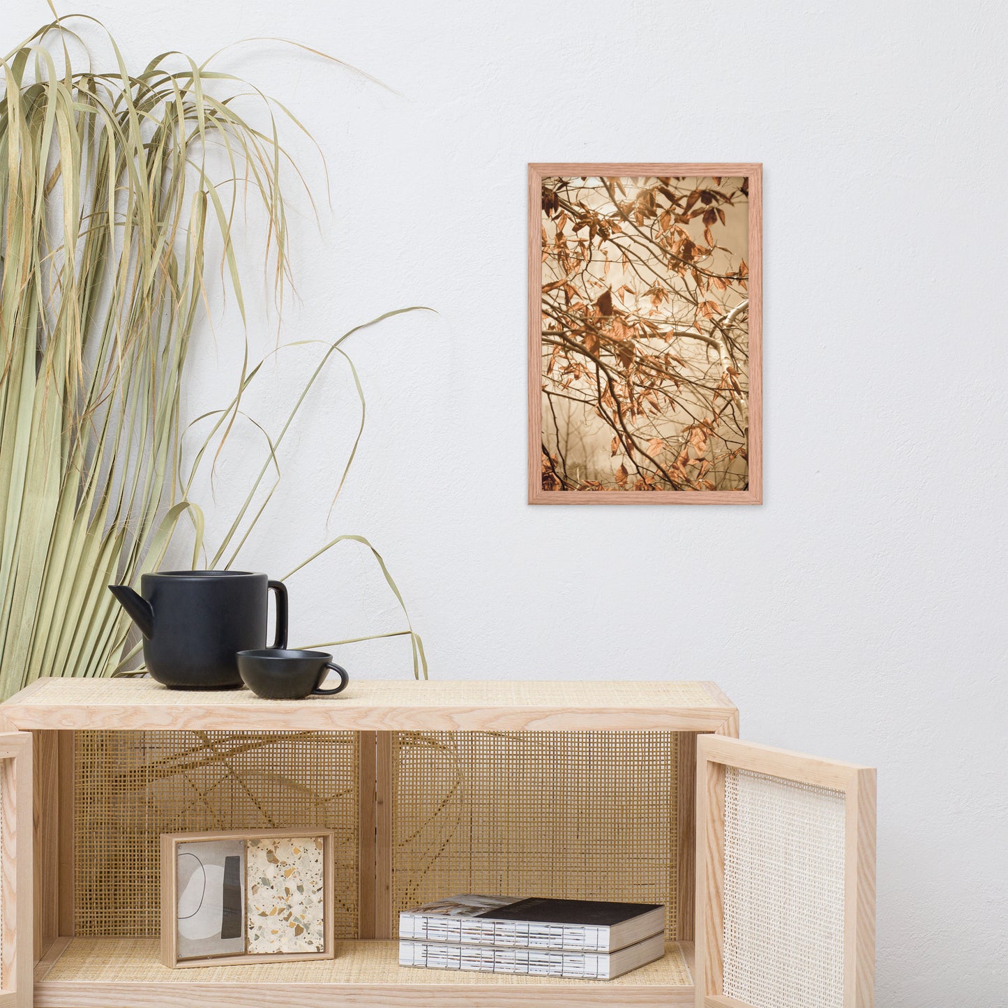 Narrow Hallway Art: Aged Winter Leaves Botanical / Nature Photo Framed Wall Art Print - Artwork - Farmhouse Style Wall Decor