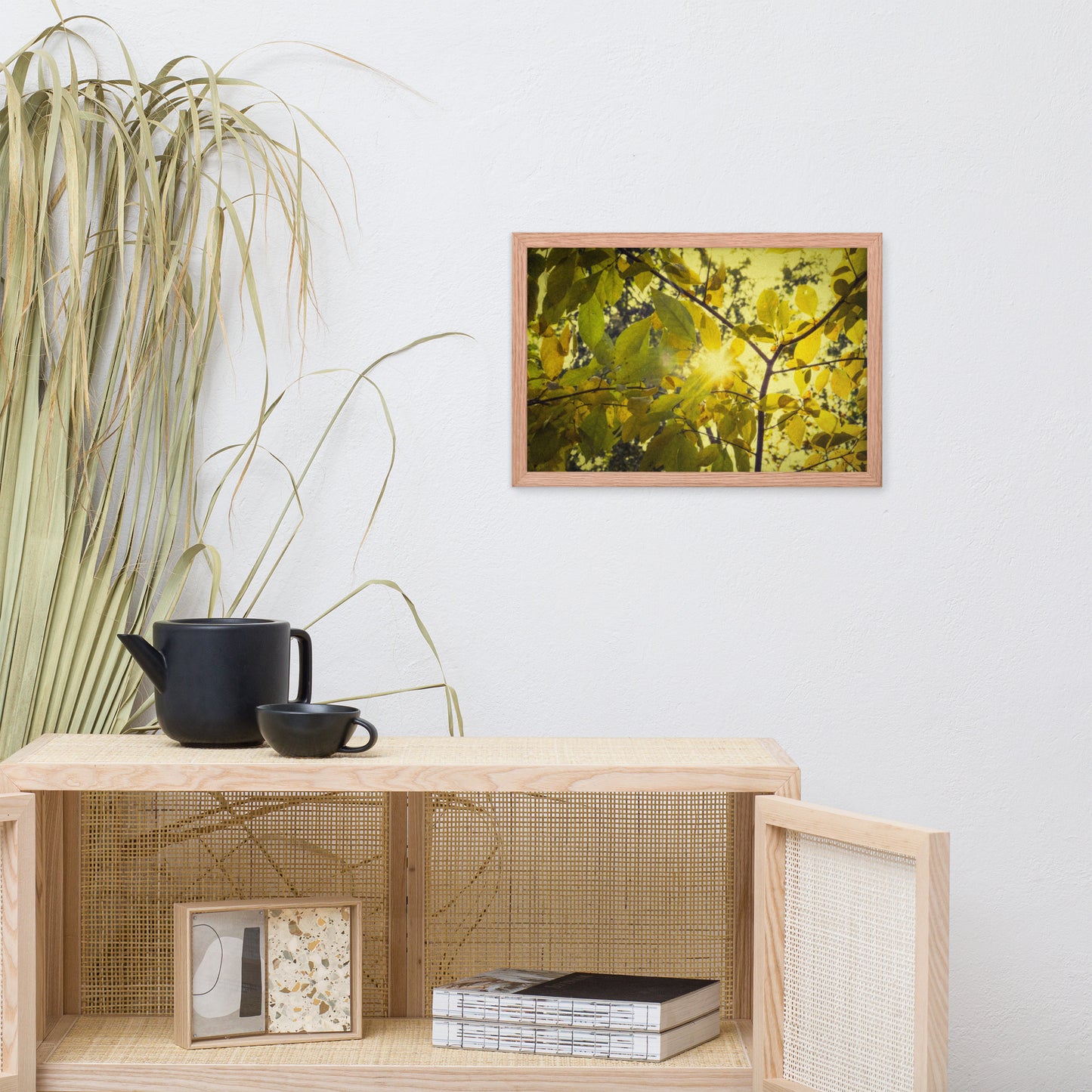 Hanging Art In A Narrow Hallway: Aged Golden Leaves Abstract / Country Farmhouse Style / Botanical / Nature Photo Framed Wall Art Print - Artwork - Home Decor