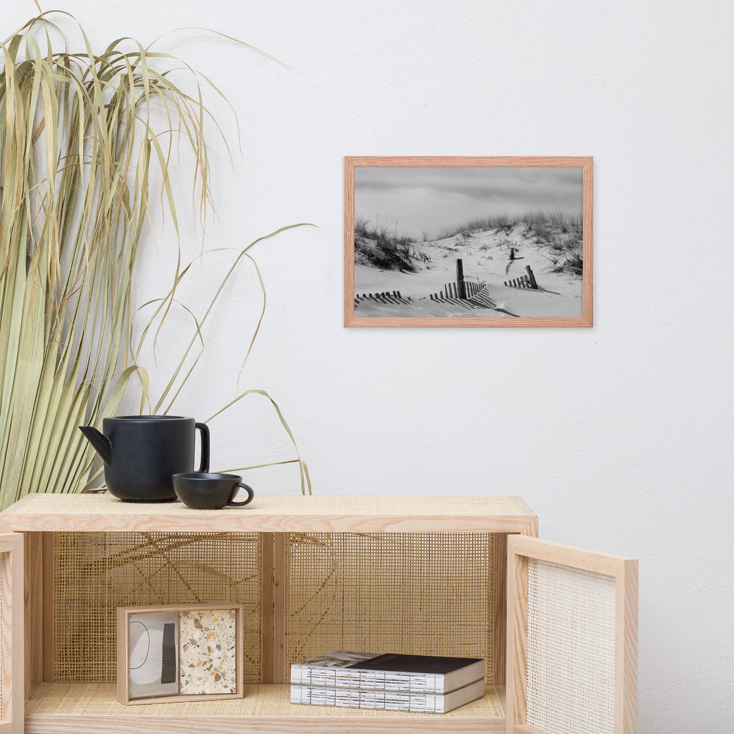 Buried Fences Black & White Coastal Landscape Framed Photo Paper Wall Art Prints