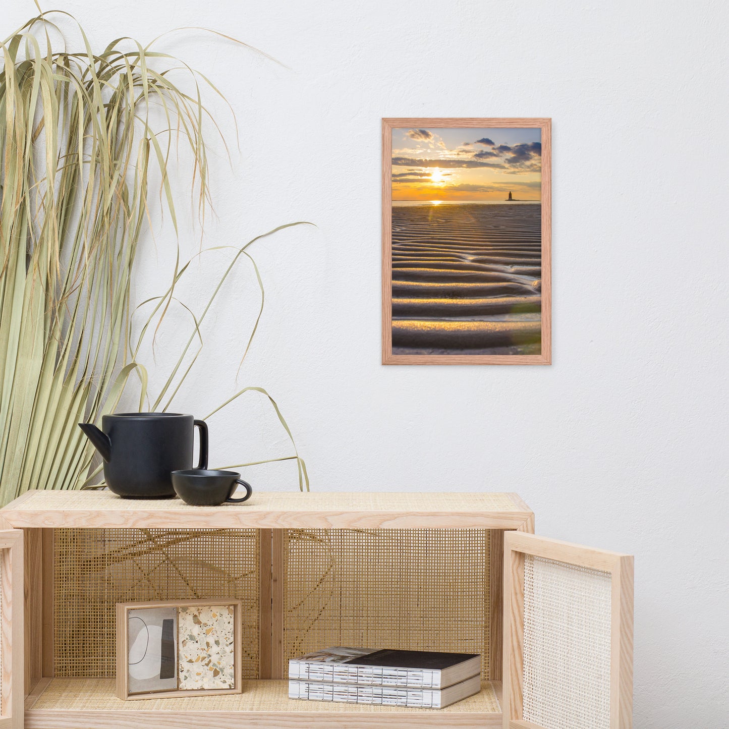 Sandbars and Sunset Coastal Landscape Framed Photo Paper Wall Art Prints