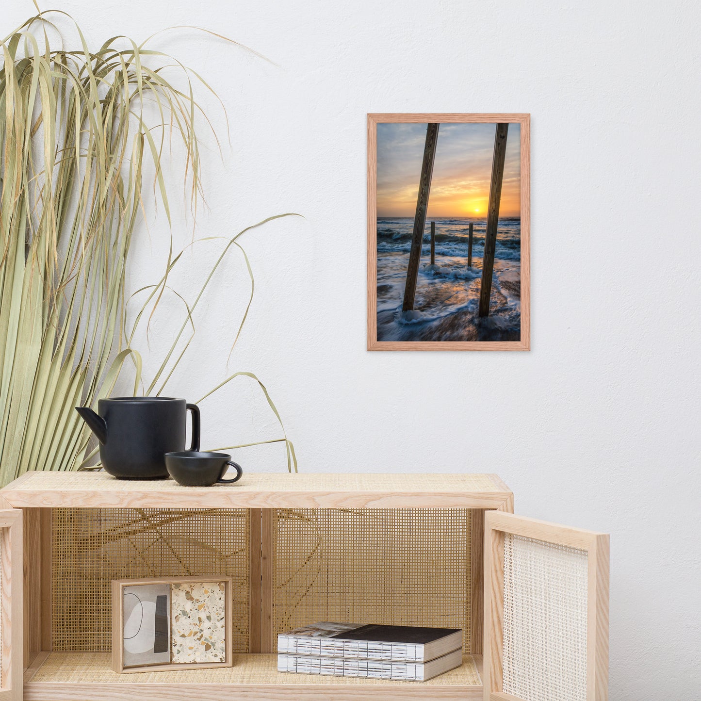 Sunrise Between the Pillars Coastal Landscape Framed Photo Paper Wall Art Prints