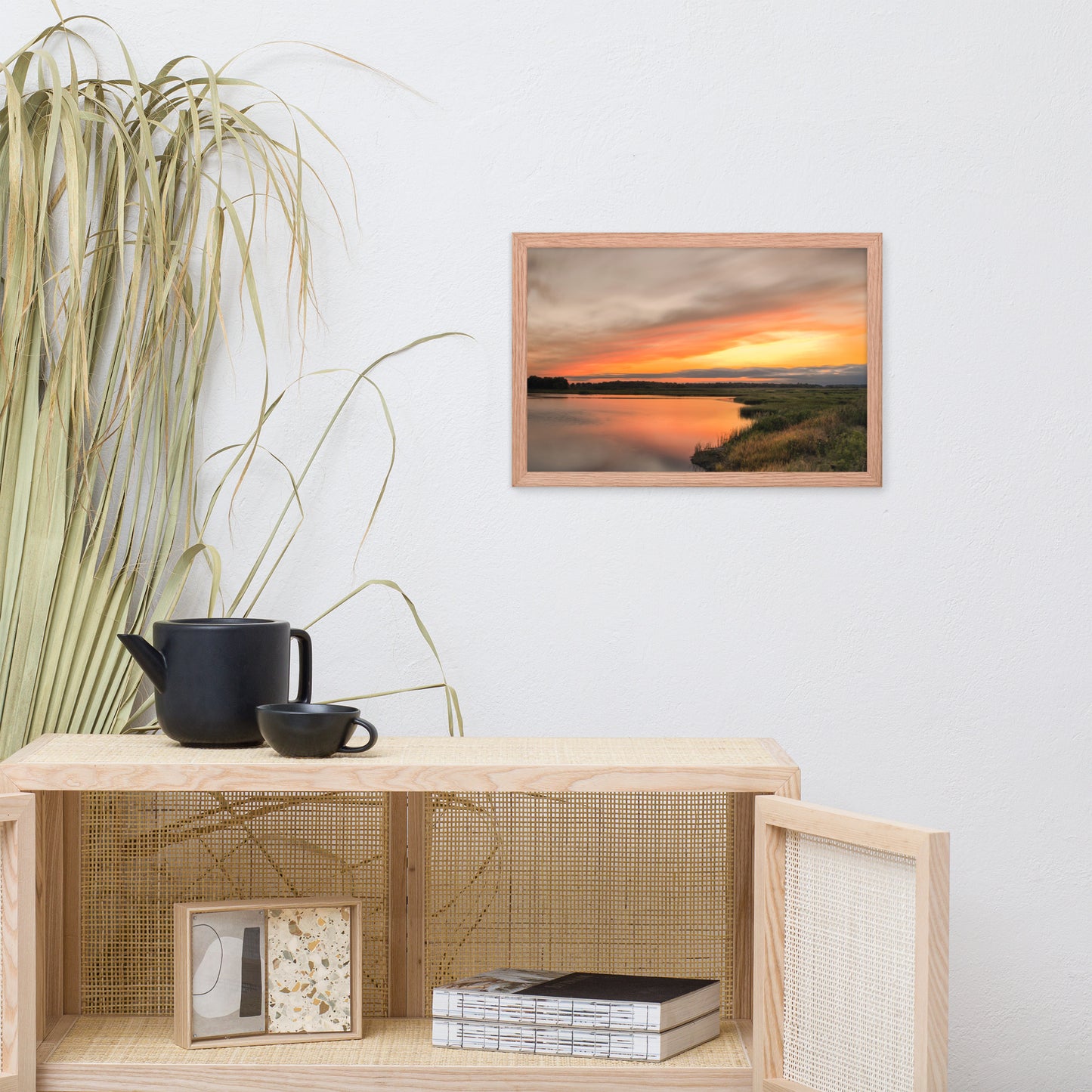 Sunset Over Woodland Marsh Framed Photo Paper Wall Art Prints