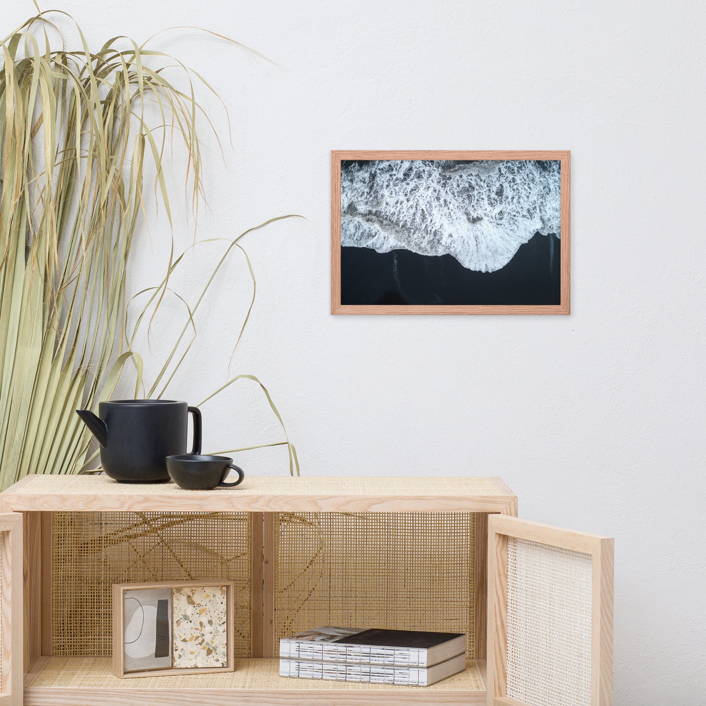 White Waters and Black Sand Coastal Landscape Framed Photo Paper Wall Art Prints