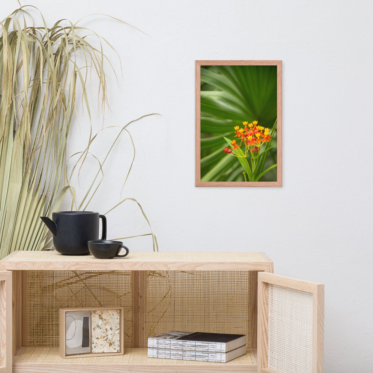 Bloodflowers and Palm Color Floral Nature Photo Framed Wall Art Print