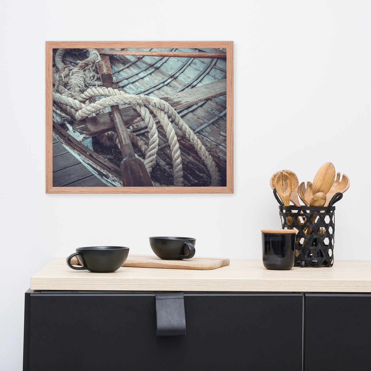 Vintage Boat Oars and Ropes Nautical Framed Wall Art Prints