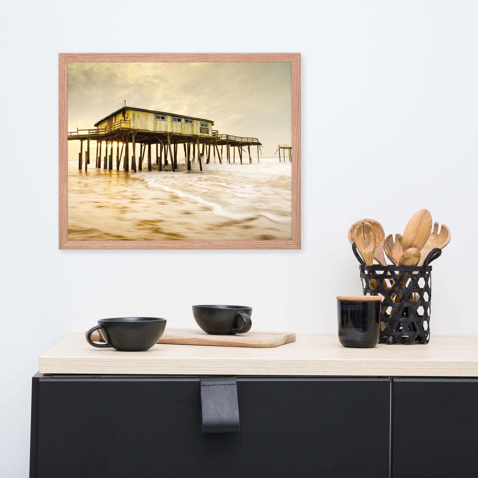 Abandoned Frisco Fishing Pier Coastal Landscape Photo Framed Wall Art Prints
