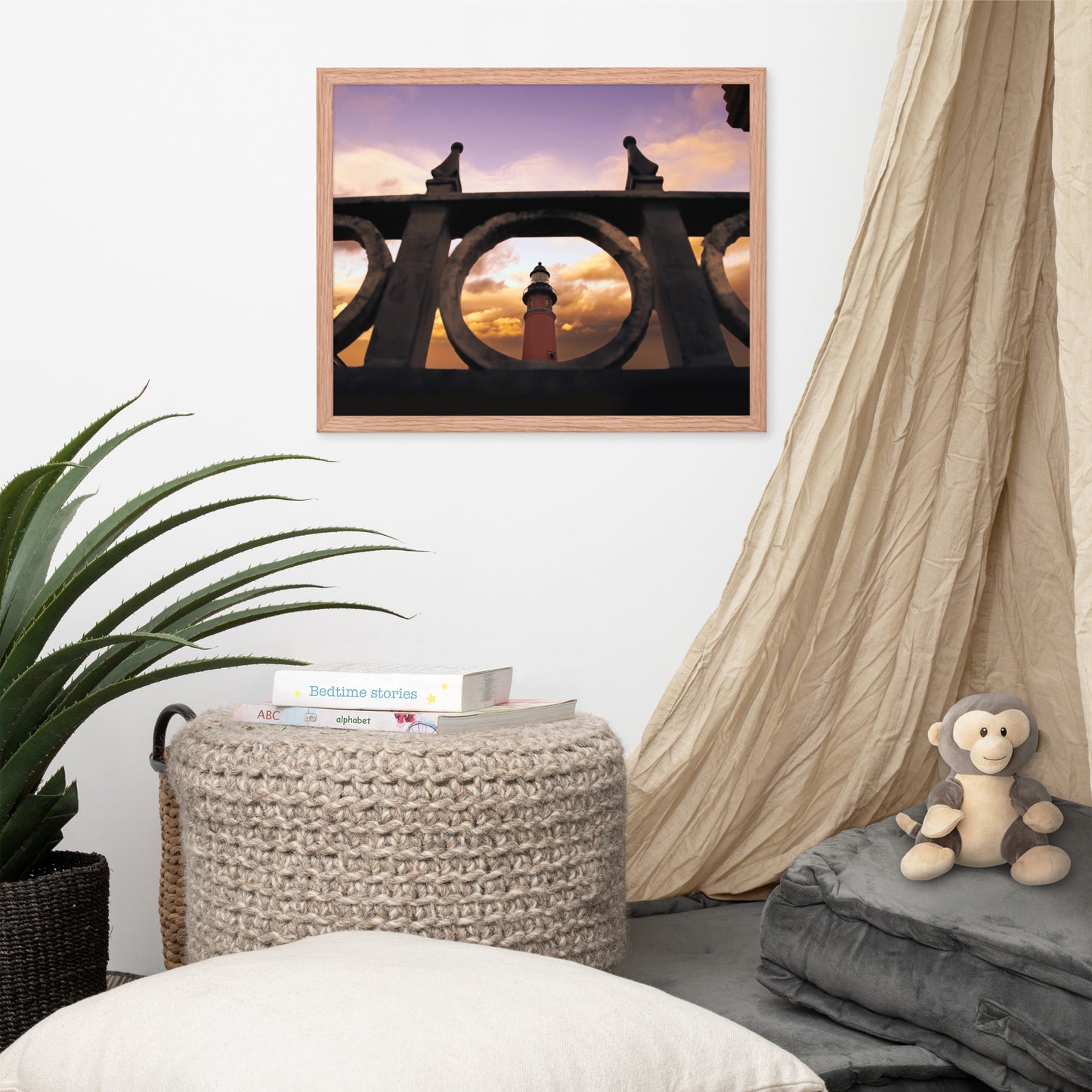 Ponce De Leon Lighthouse and Iron Fence Architectural Coastal Photo Framed Wall Art Prints