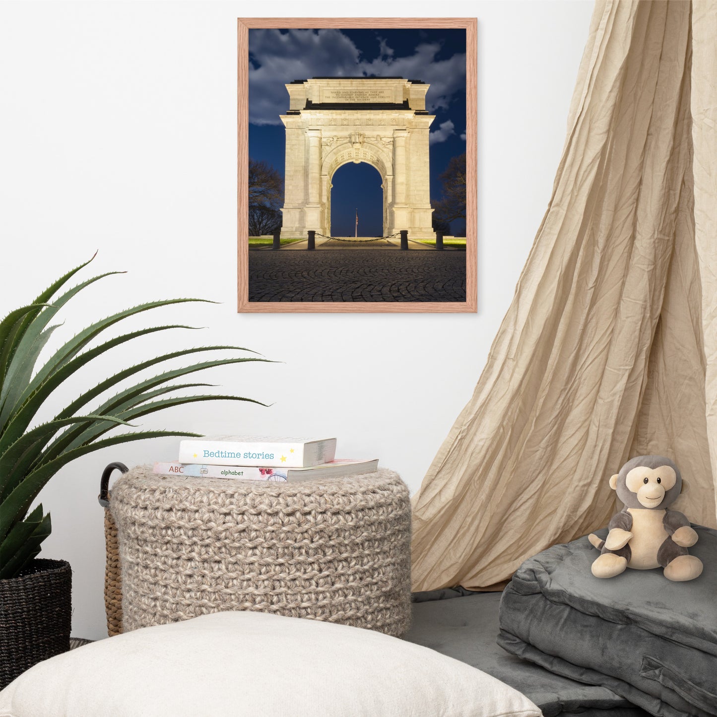 Night Photo At Valley Forge Arch Urban Landscape Photo Framed Wall Art Print