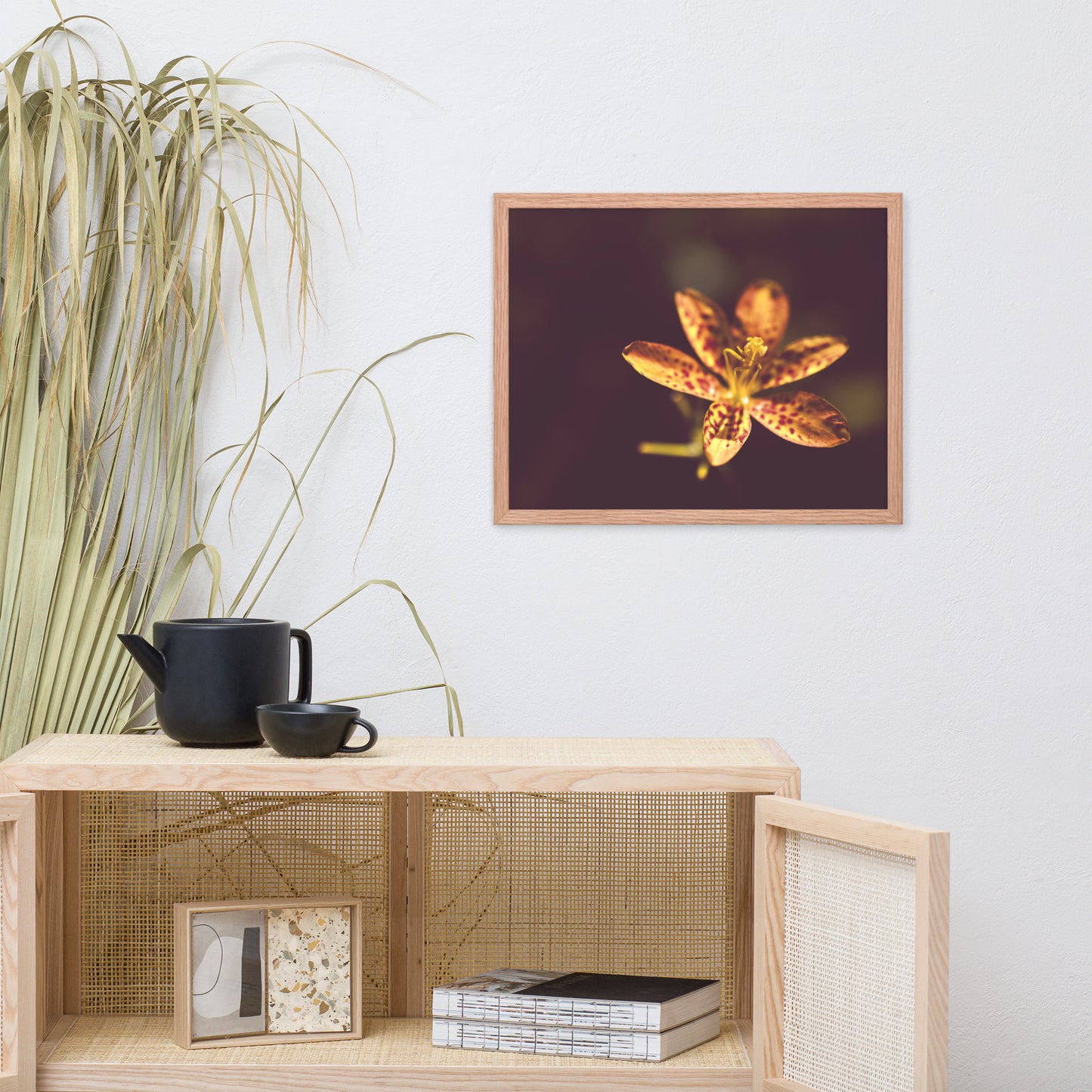 Dramatic Orange Leopard Lily Flower Floral Nature Photo Framed Wall Art Print