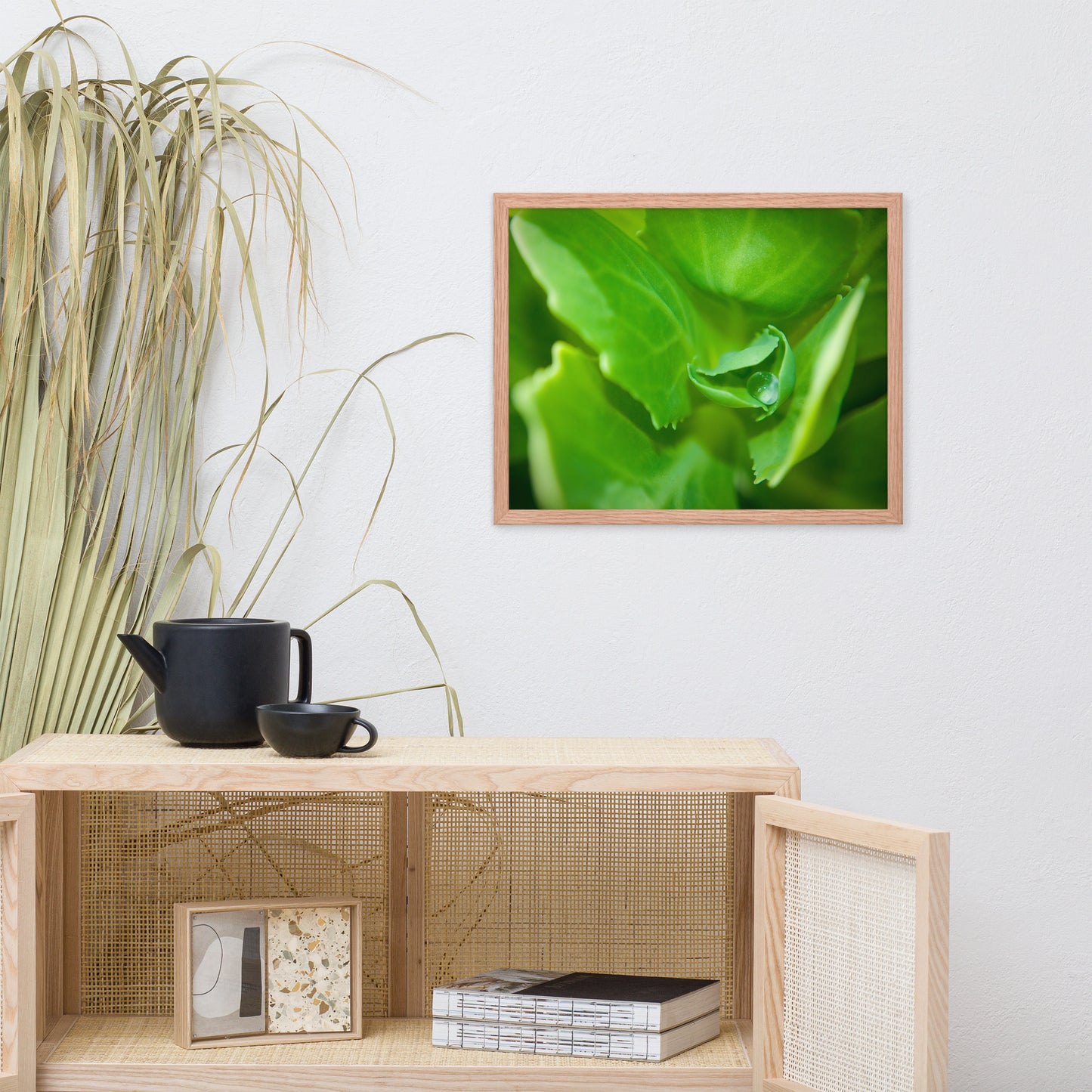 Cupped Droplet Botanical Nature Photo Framed Wall Art Print