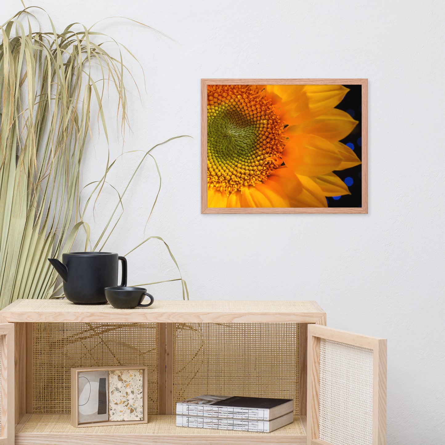 Close-up Sunflower Floral Nature Photo Framed Wall Art Print