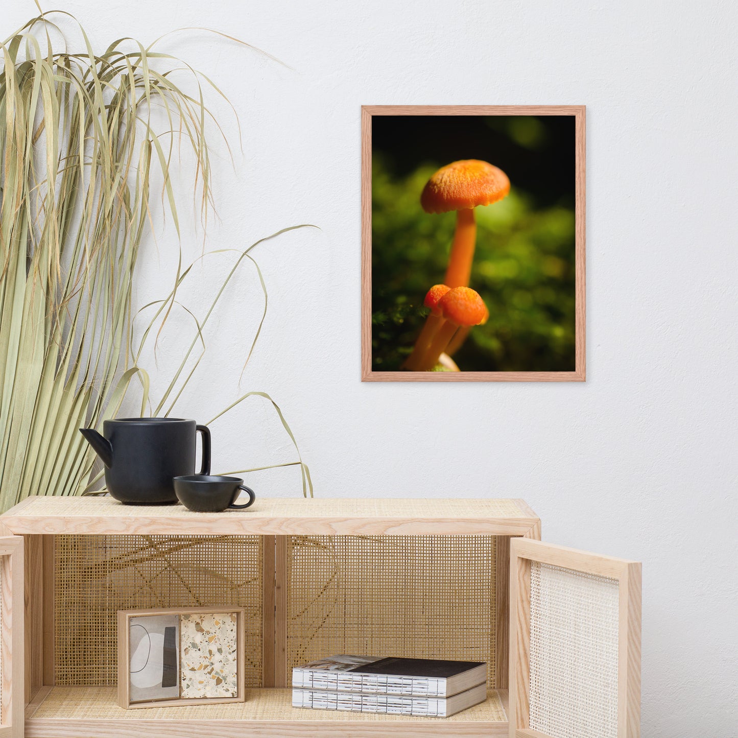 Button Top Mushrooms Botanical Nature Photo Framed Wall Art Print