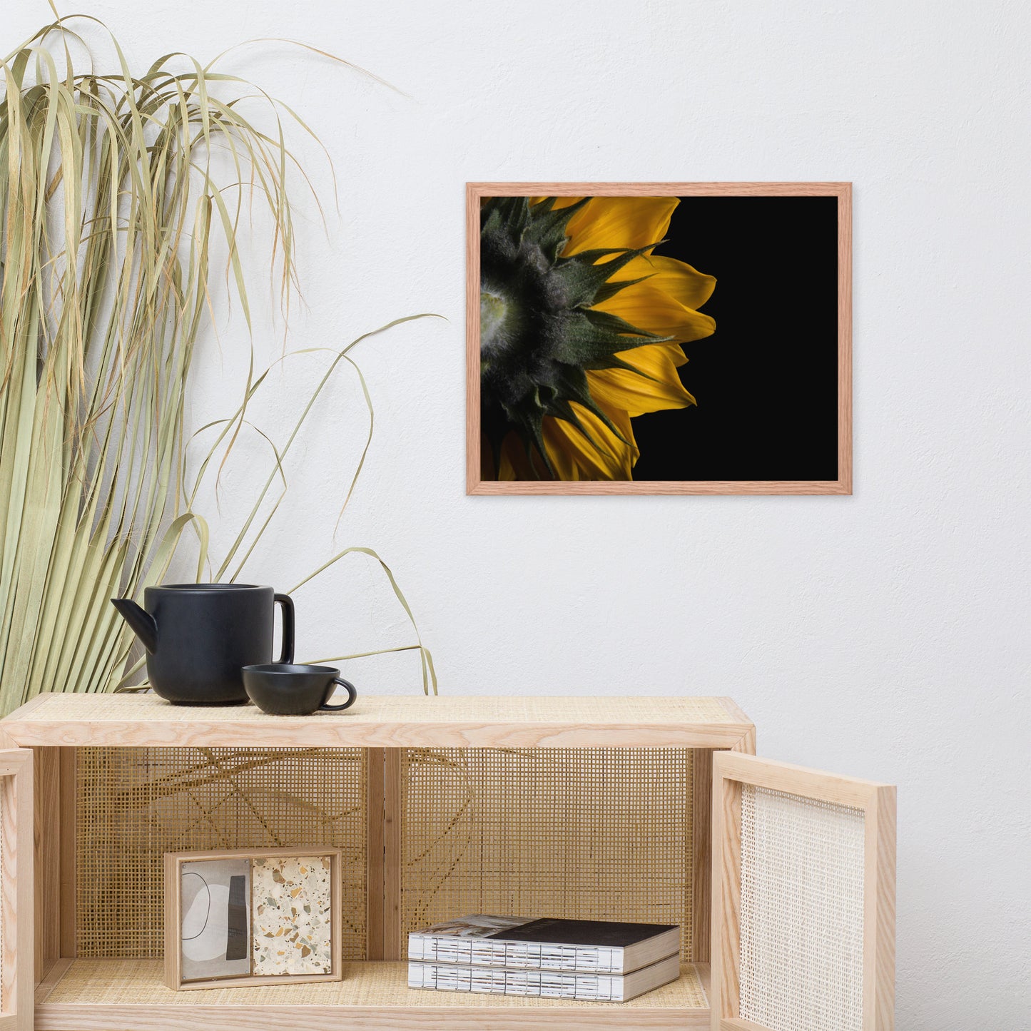 Backside of Sunflower Minimal Floral Nature Photo Framed Wall Art Print