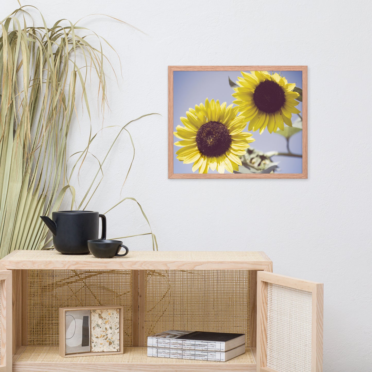 Yellow Flowers Wall Art: Aged Sunflowers Against Sky Abstract / Minimal / Rustic / Country / Farmhouse Style / Floral / Botanical / Nature Photo Framed Wall Art Print - Artwork - Wall Decor - Home Decor