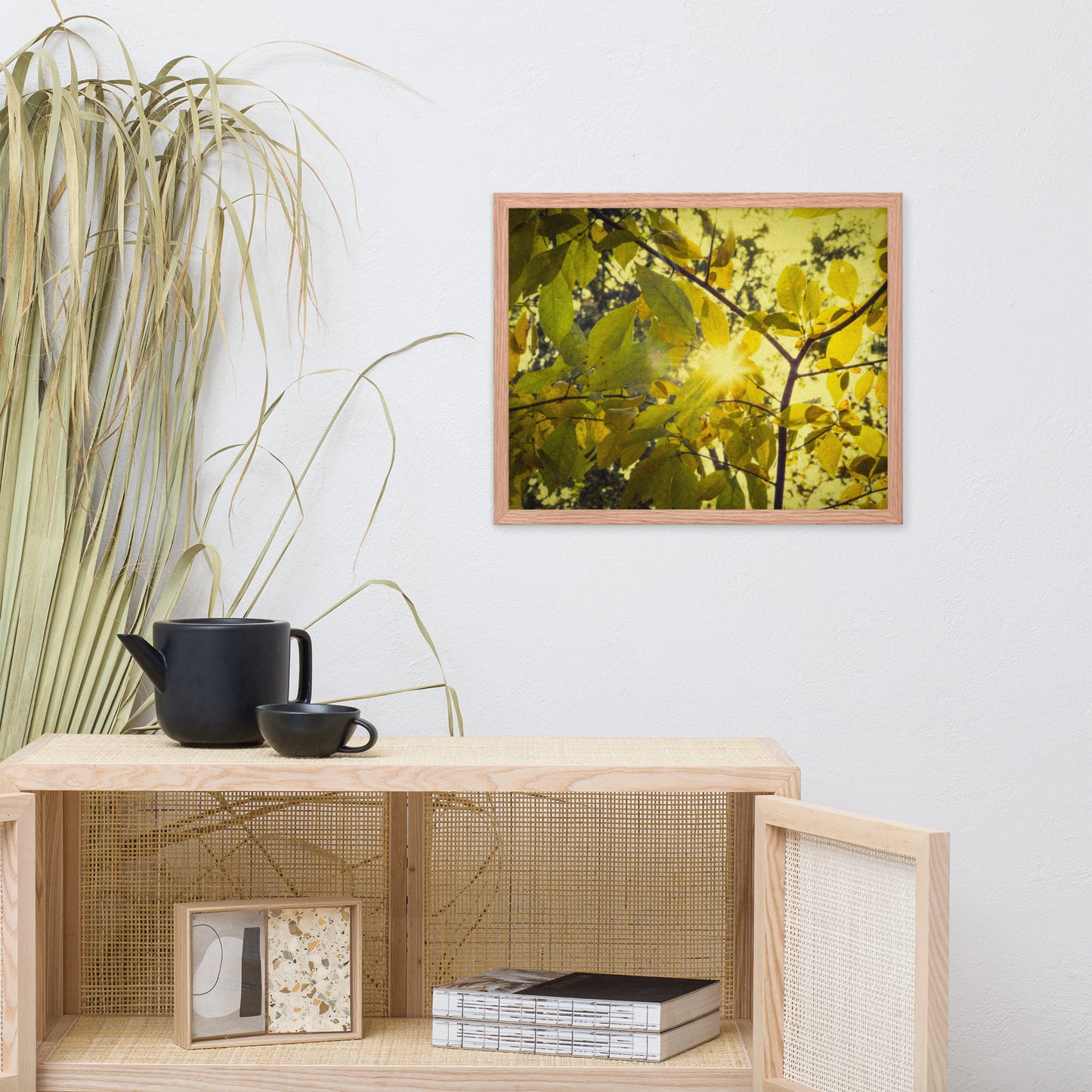 Hallway Wall Picture Ideas: Aged Golden Leaves Abstract / Country Farmhouse Style / Botanical / Nature Photo Framed Wall Art Print - Artwork - Home Decor