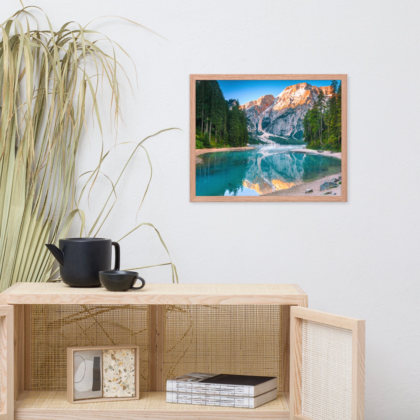 Dining Room Wall Decor Farmhouse: Misty Lake and Snow - cap Mountain Reflections - Rural / Country Style / Rustic / Landscape / Nature Photograph Framed Wall Art Print - Artwork - Wall Decor