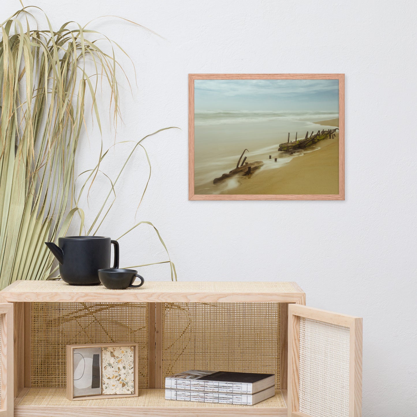 Misty Shipwreck Coastal Landscape Framed Photo Paper Wall Art Prints