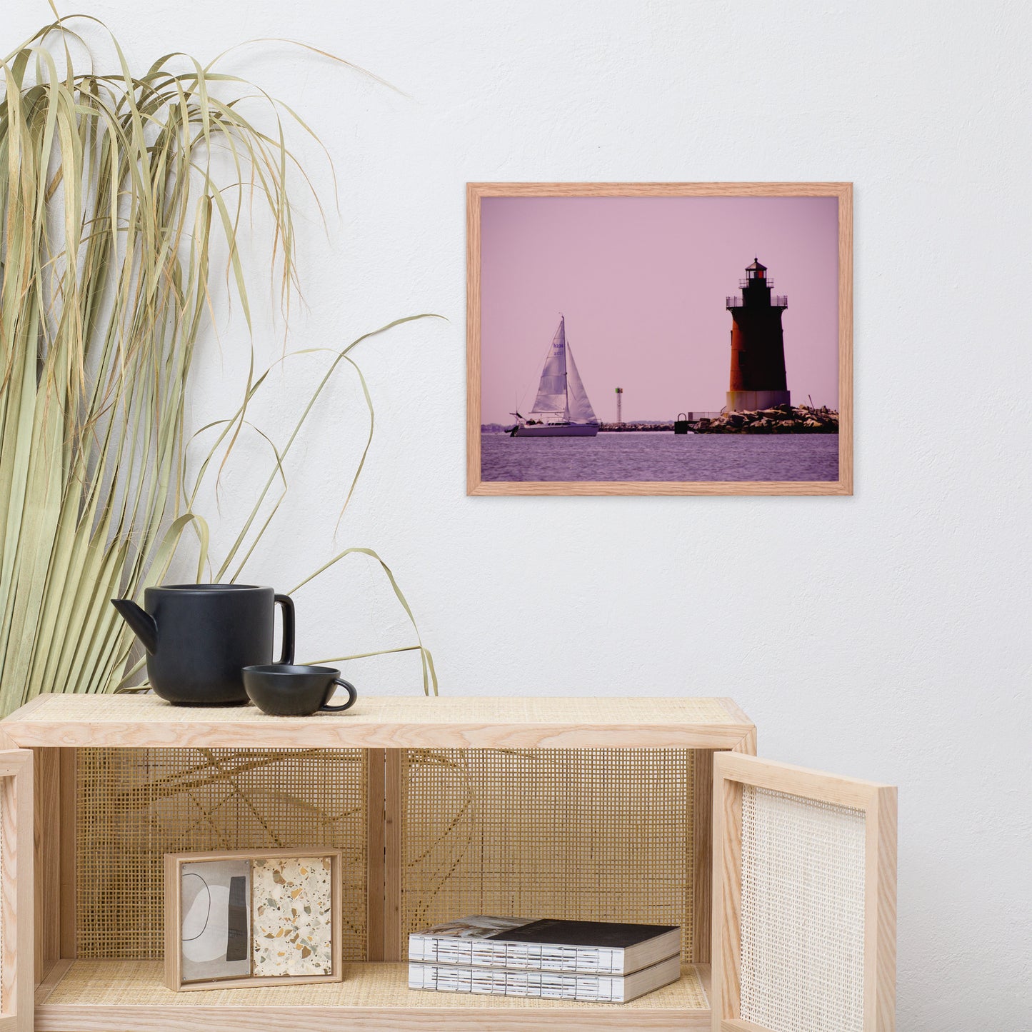 Sailing in the Bay Beach Coastal Landscape Framed Photo Paper Wall Art Prints