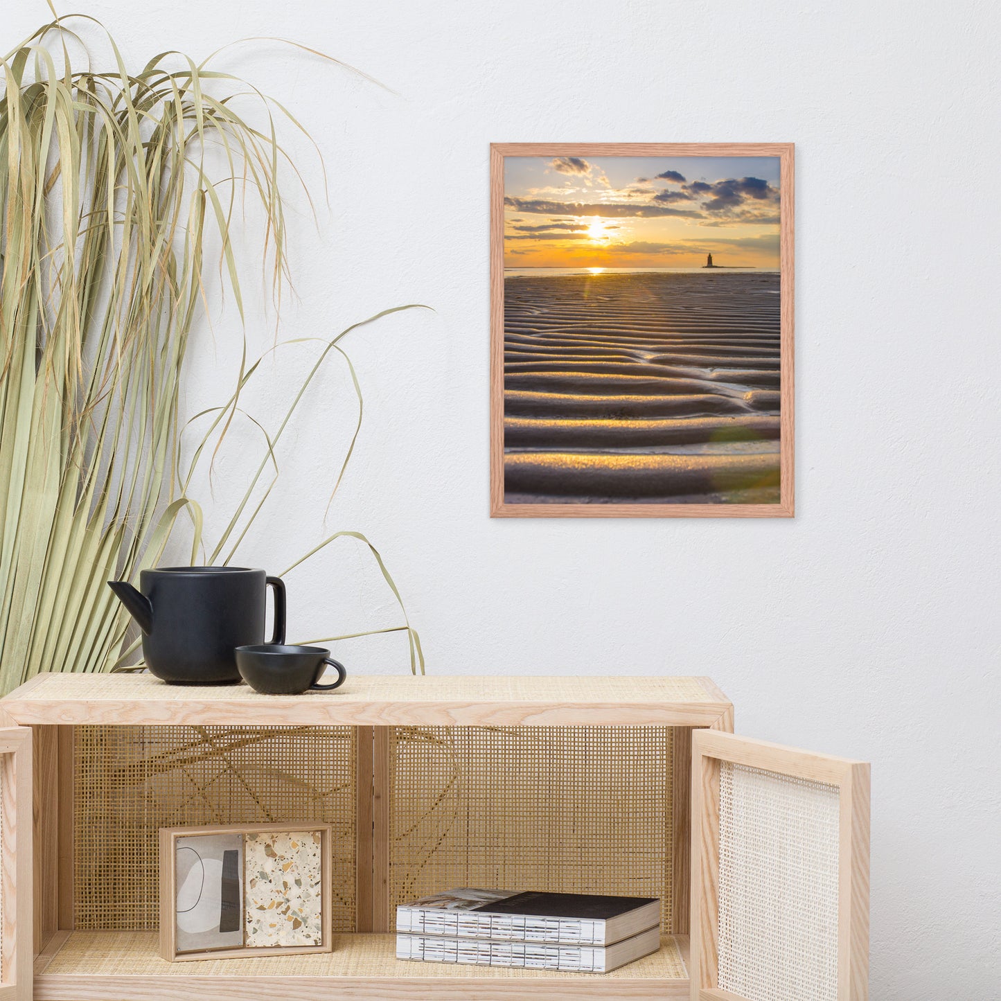 Sandbars and Sunset Coastal Landscape Framed Photo Paper Wall Art Prints