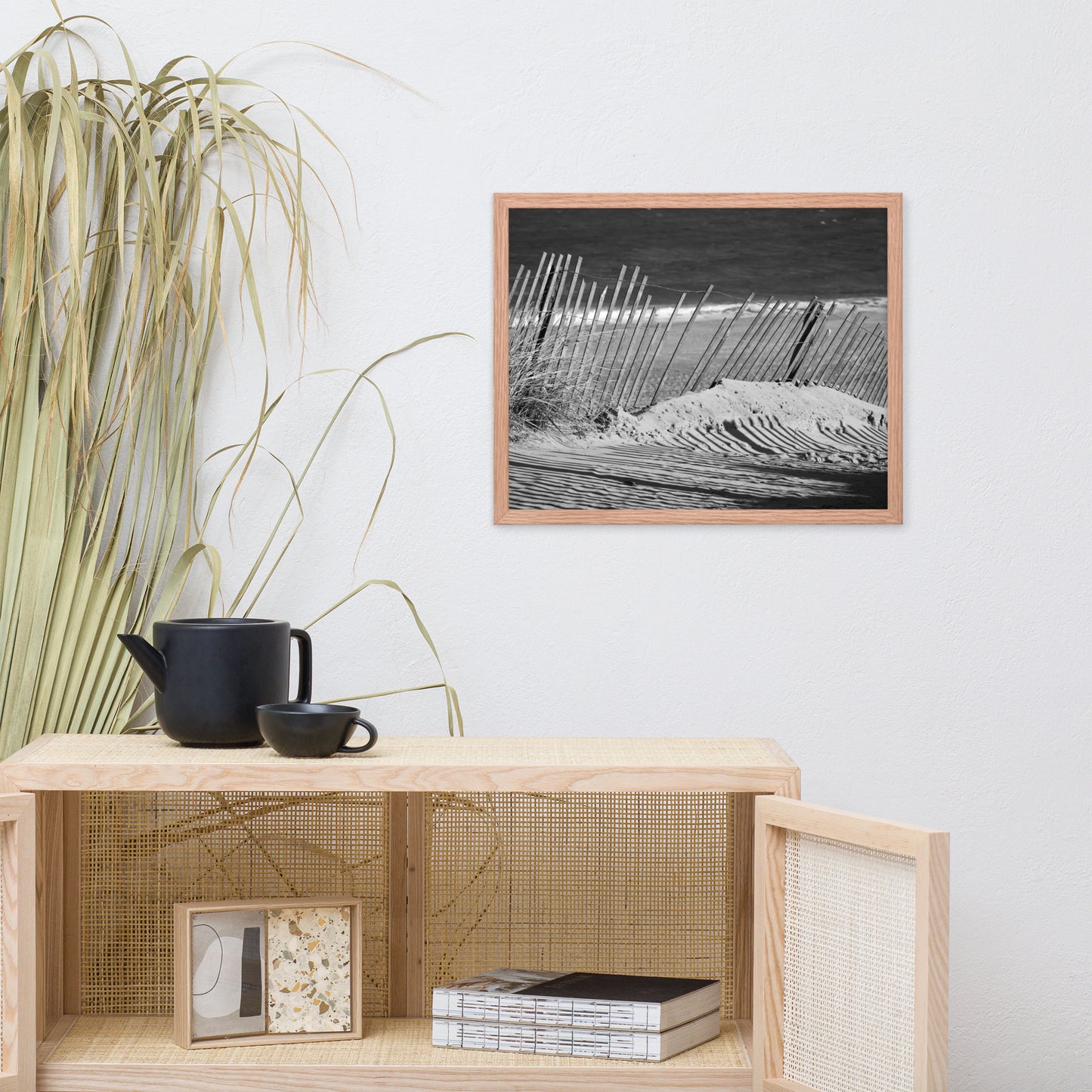 Sandy Beach Fence at the Shore Landscape Framed Photo Paper Wall Art Prints