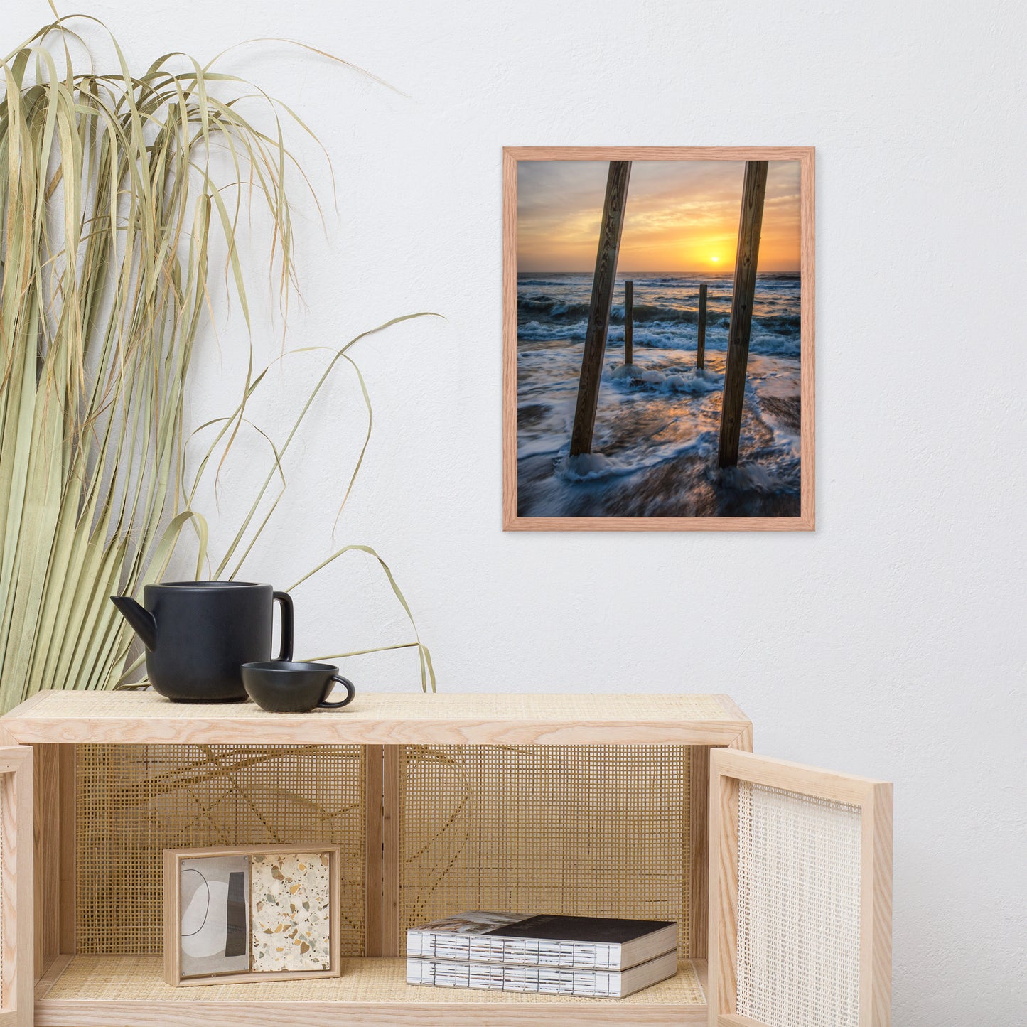 Sunrise Between the Pillars Coastal Landscape Framed Photo Paper Wall Art Prints