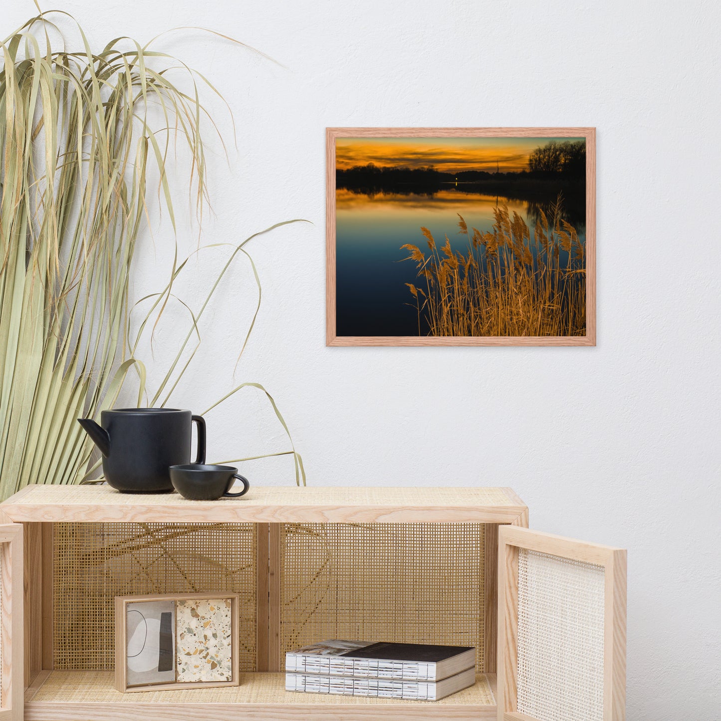 Sunset at Reedy Point Pond Landscape Framed Photo Paper Wall Art Prints