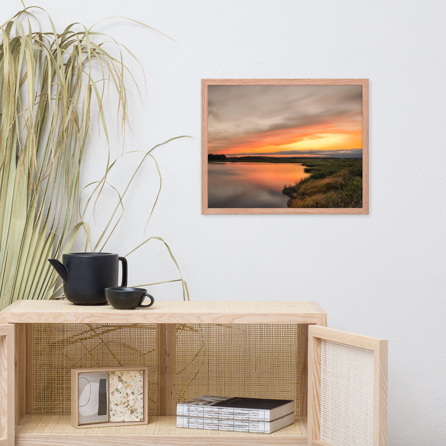 Sunset Over Woodland Marsh Framed Photo Paper Wall Art Prints