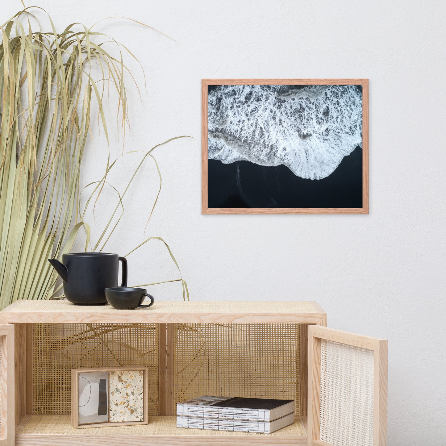White Waters and Black Sand Coastal Landscape Framed Photo Paper Wall Art Prints